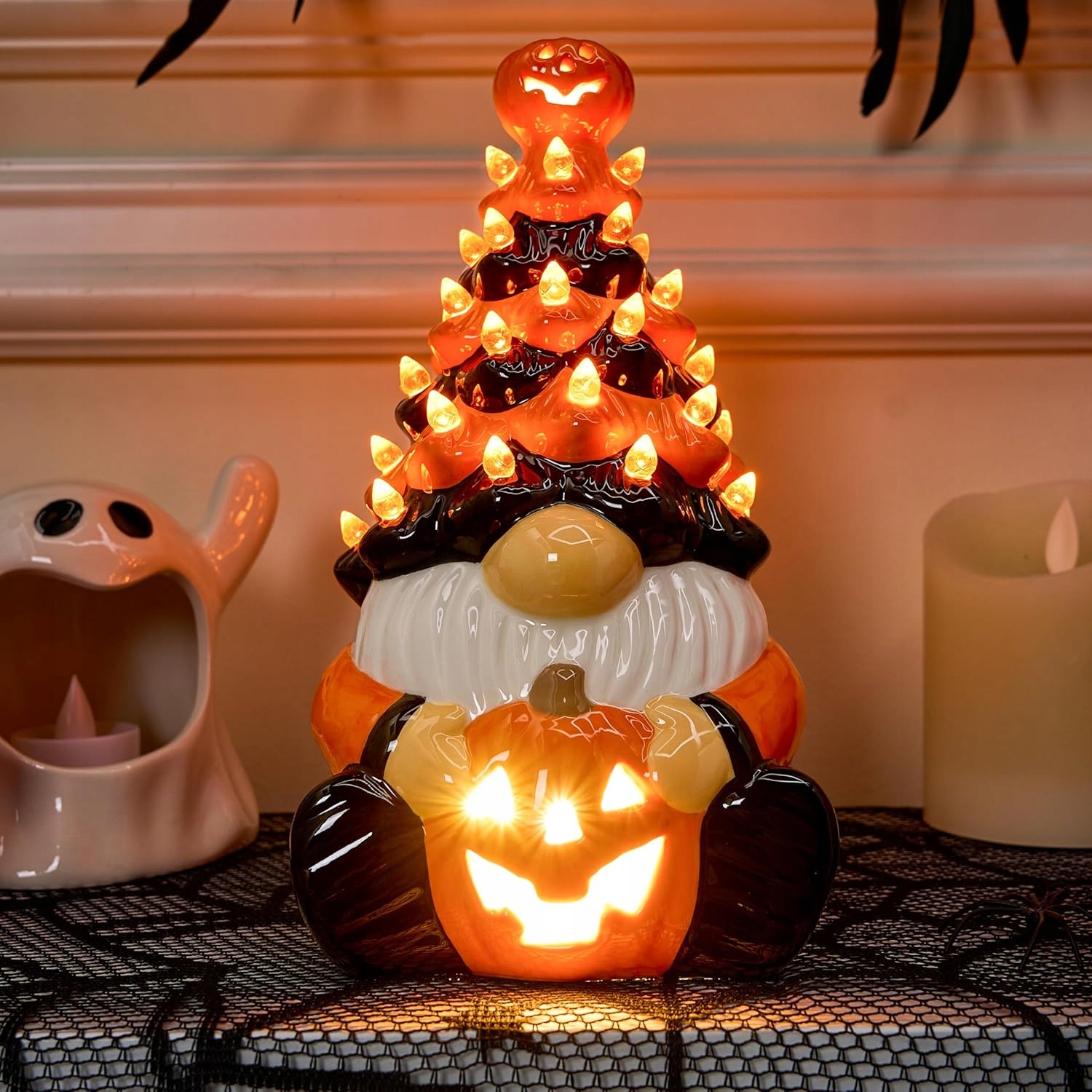 Keramické dekorace na Halloween, s vestavěnými Led světly, 21,6 cm