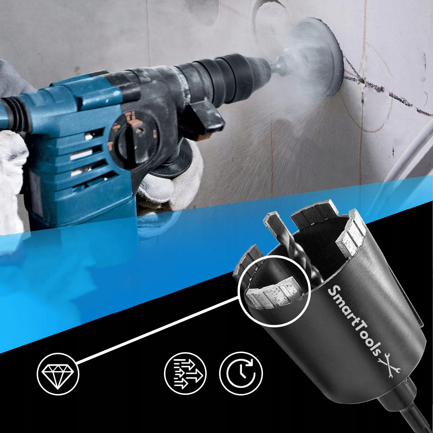 OTWORNICA DIAMENTOWA KORONKA POD PUSZKI 68MM SDS+ Marka Smart Tools