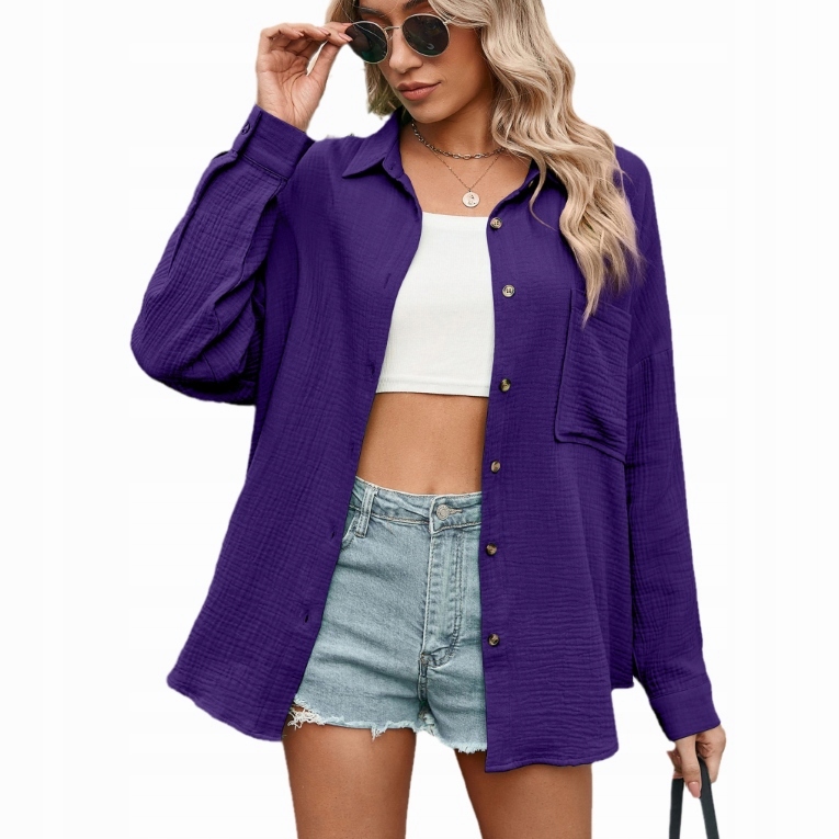 KOSZULA DAMSKA MUŚLINOWA - LUŹNA OVERSIZE Italy Materiał dominujący bawełna