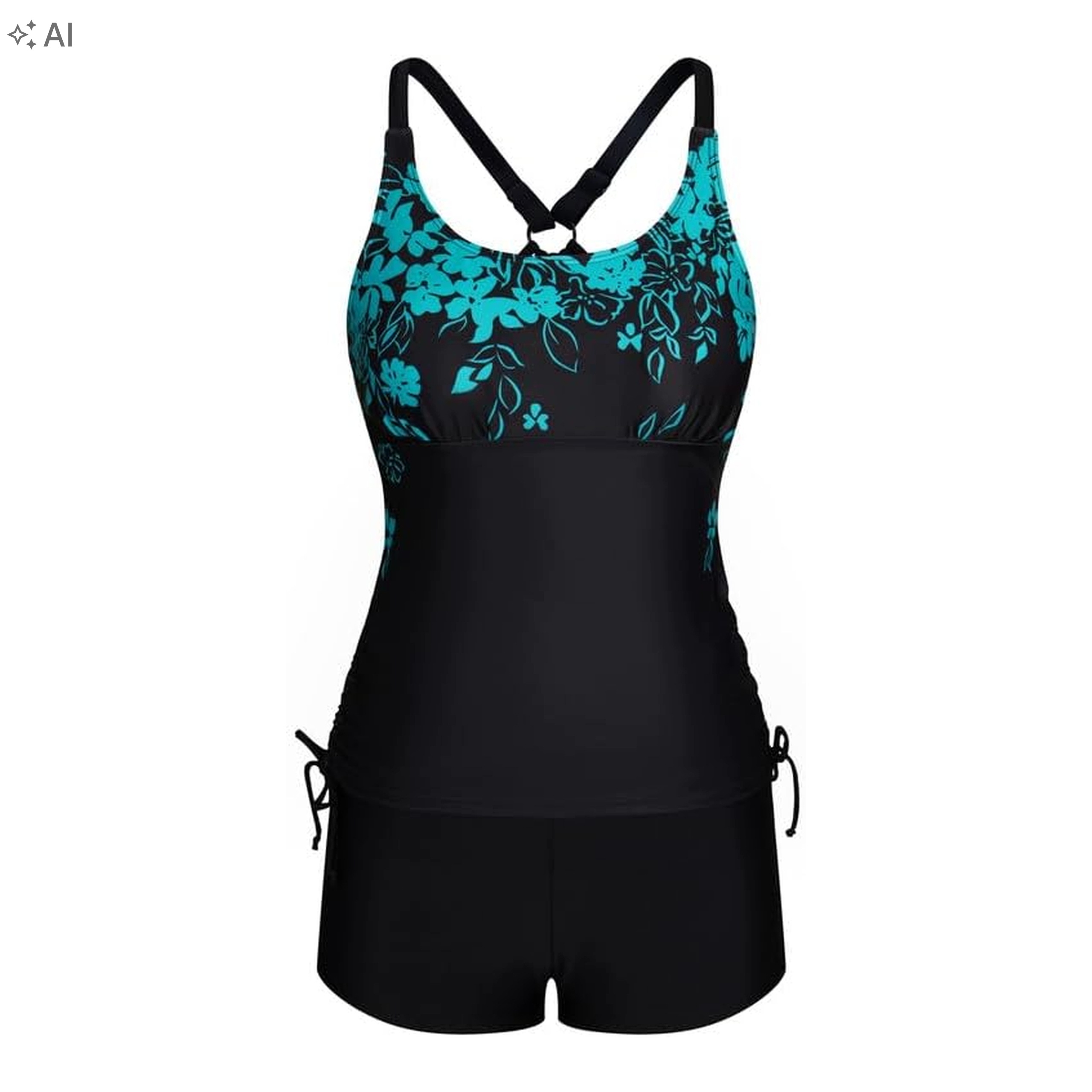 Dámské dvoudílné plavky tankini, zeštíhlující set, šortky