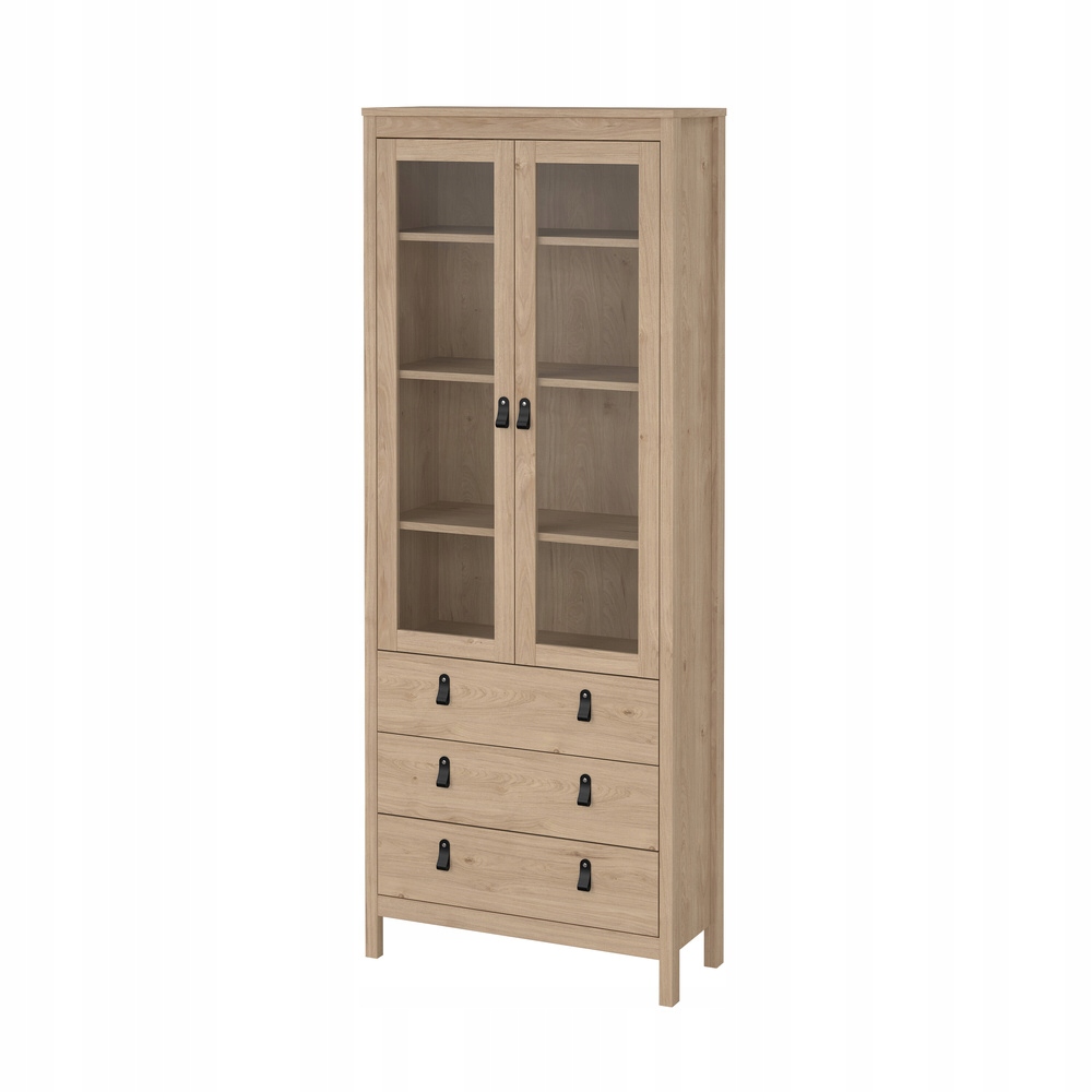 Witryna wysoka 79x199 cm Madrid Jackson Hickory szklana gablota do salonu