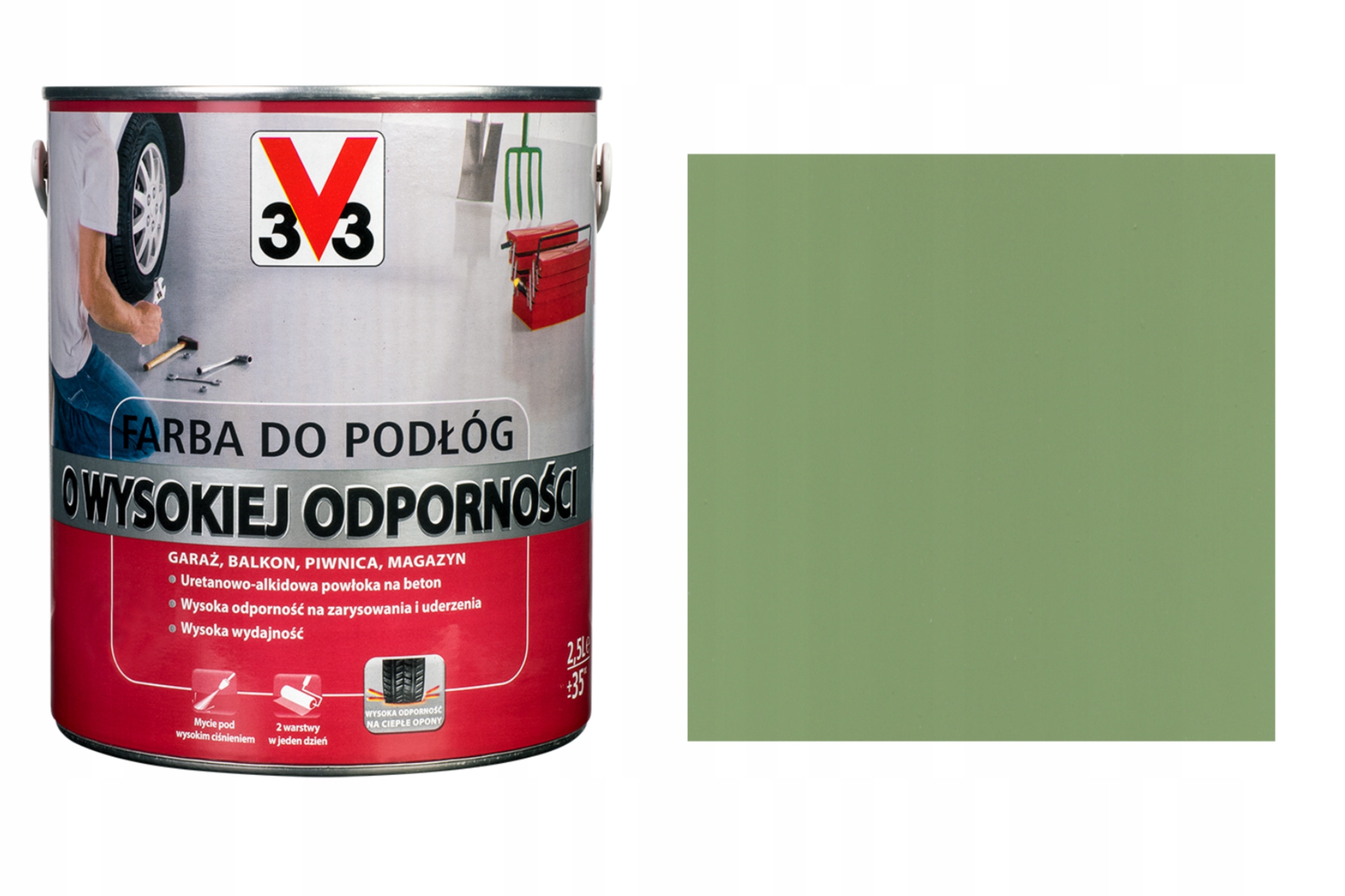 

V33 Farba Do Podłóg Wysoka Odporność Zielony 2,5L