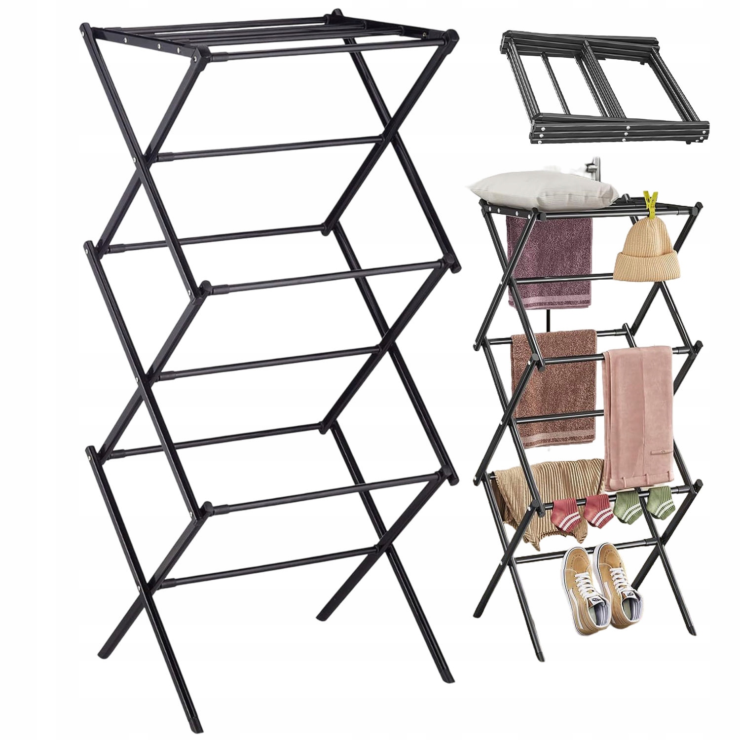 Levně Vysouvací Skládací Sušák Na Prádlo S 11 Tyčemi, 6 Úrovní, 102,5*36,5*40