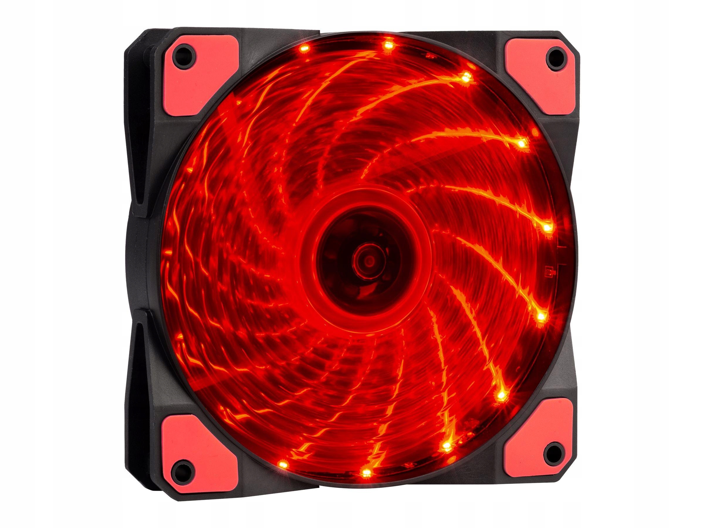 Akyga Wentylator systemowy AW-12C-BR 120mm 15 Led czerwony Molex 3-pin