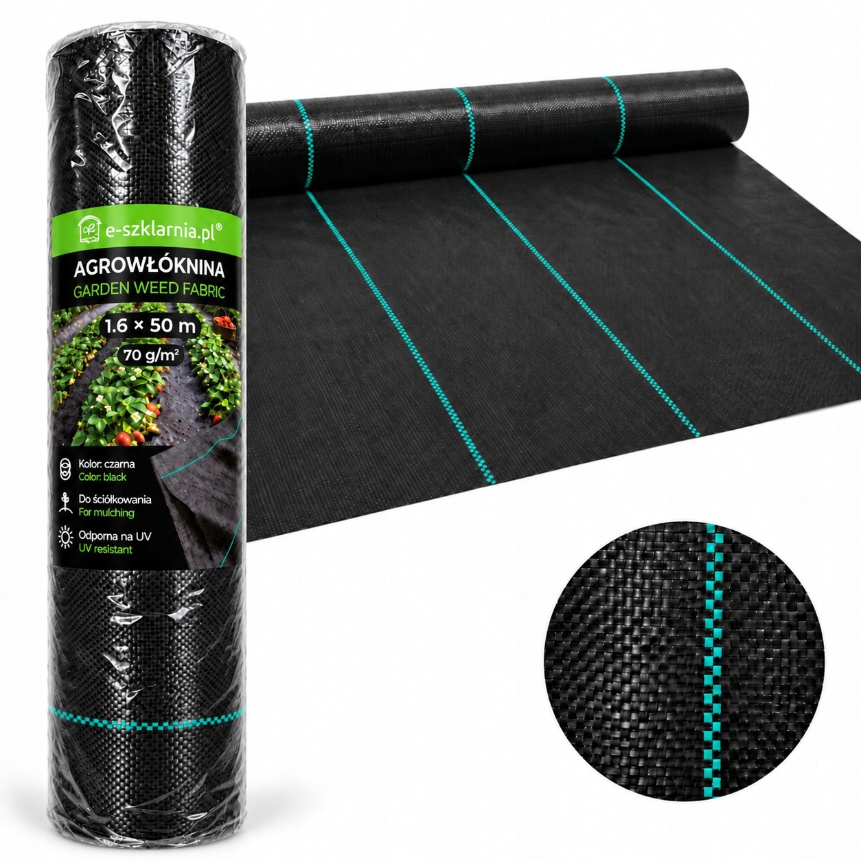 Agrotextilie zahradní černá silná podložka na plevel 1,6x50 m 70 g/m² Uv