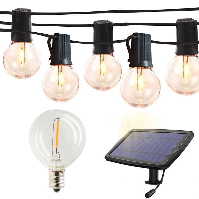 

Girlanda Ogrodowa Solarna 25 Żarówki Led G40