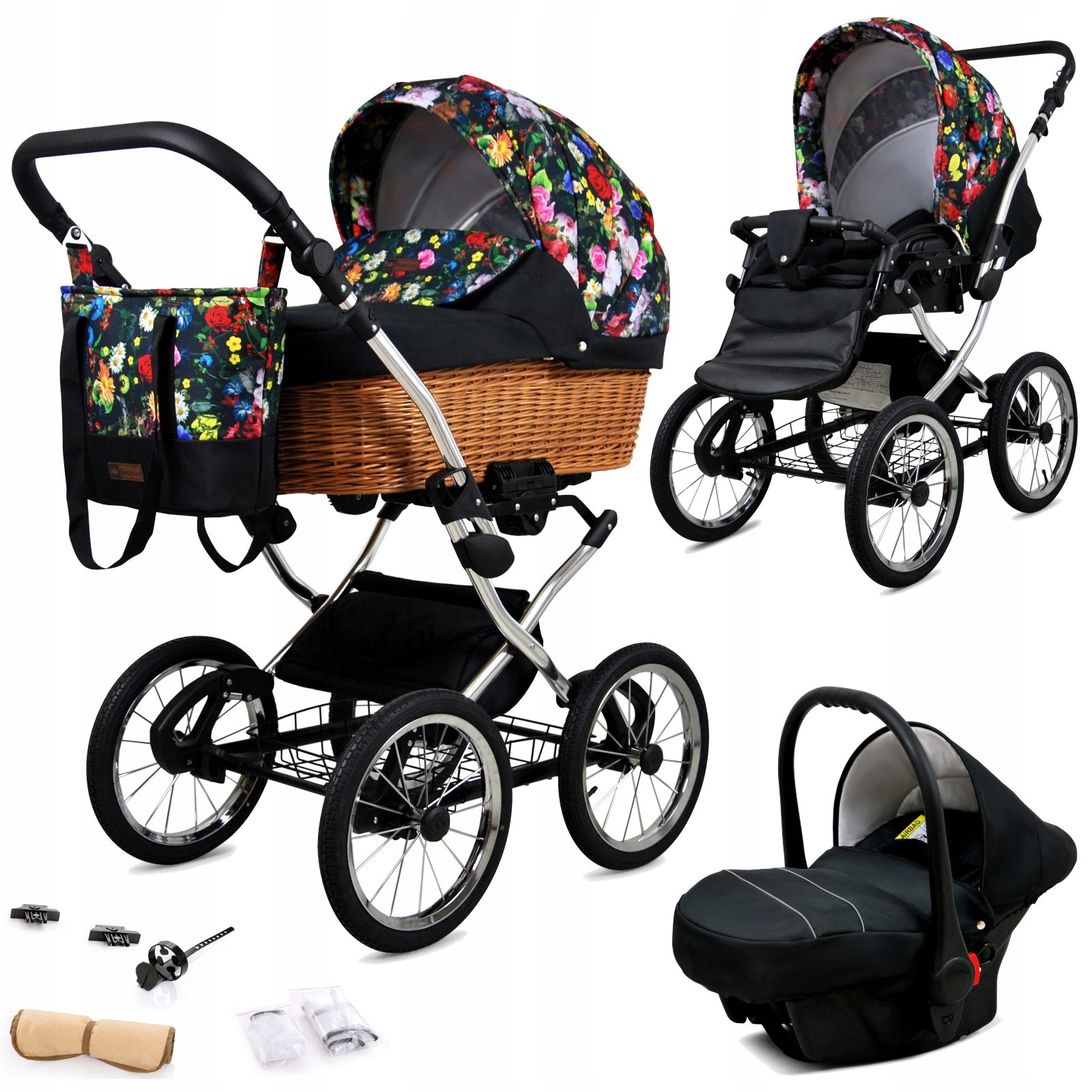 Wózek 3w1 BabyLux Classic Exclusive spacerówka gondola fotelik samochodowy