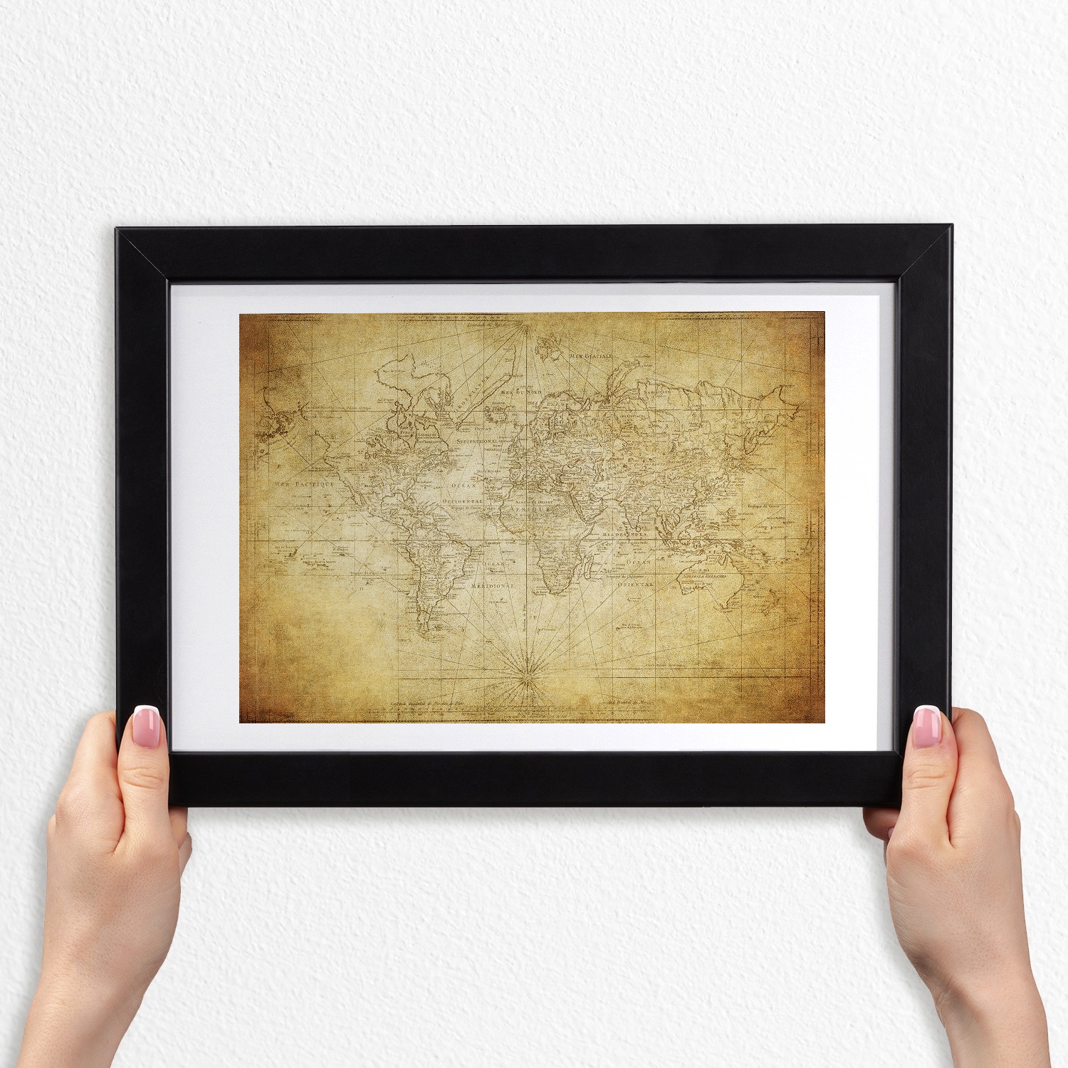 

Ścienny obraz z ramką mdf Stara mapa świata 30x20