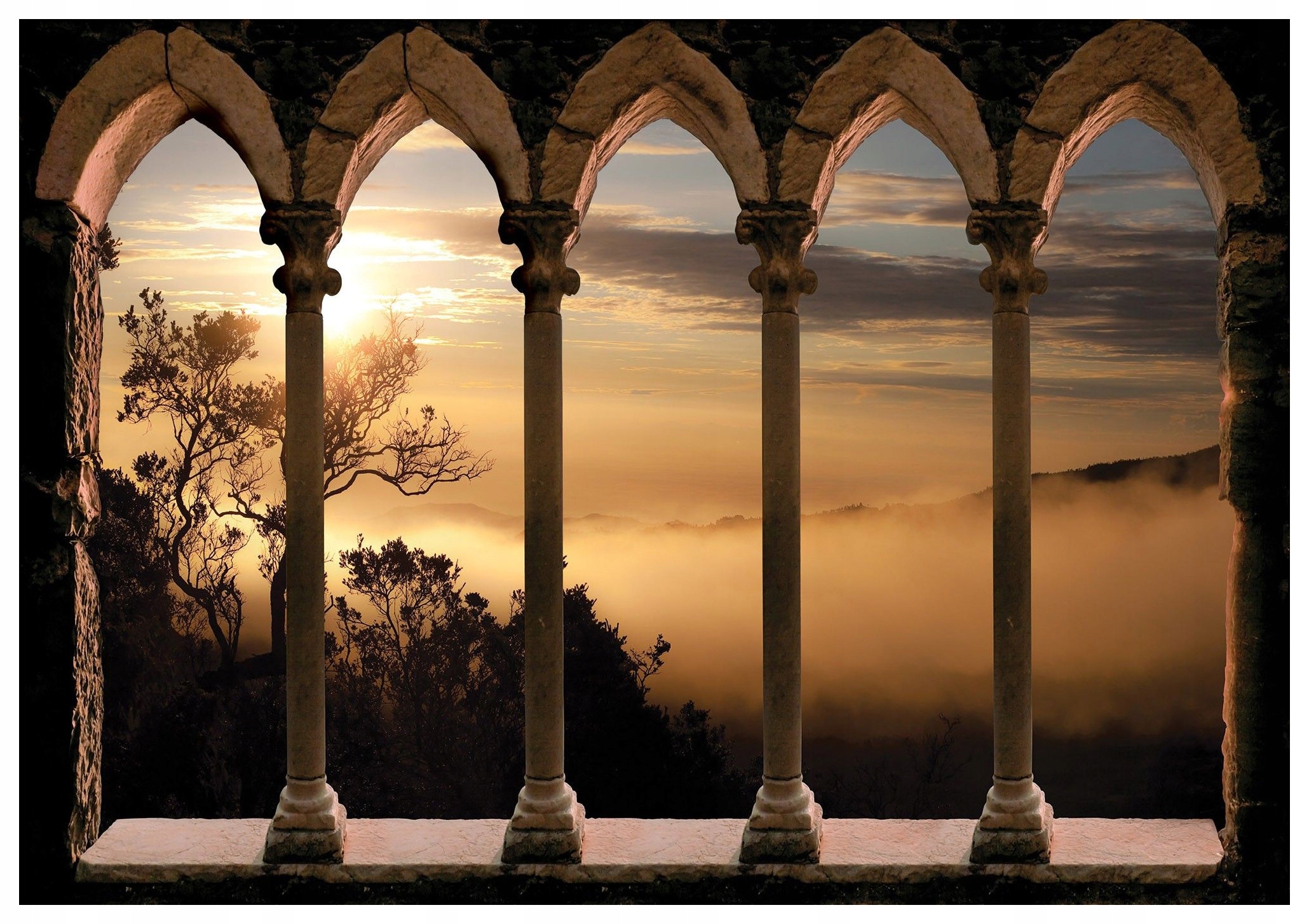 Fototapeta Okno Toskánsko Kamenné sloupy Oblouk vinylová 416x290 lepidlo