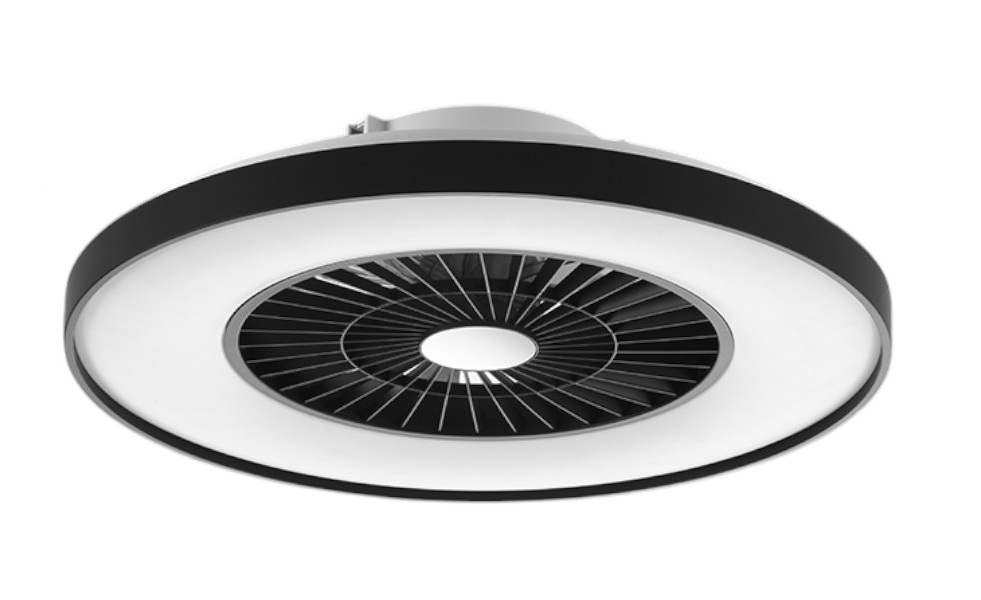 Bkzo Moderná stropná lampa Smart Led s ventilátorom, 60 cm, čierna diaľkový ovládač