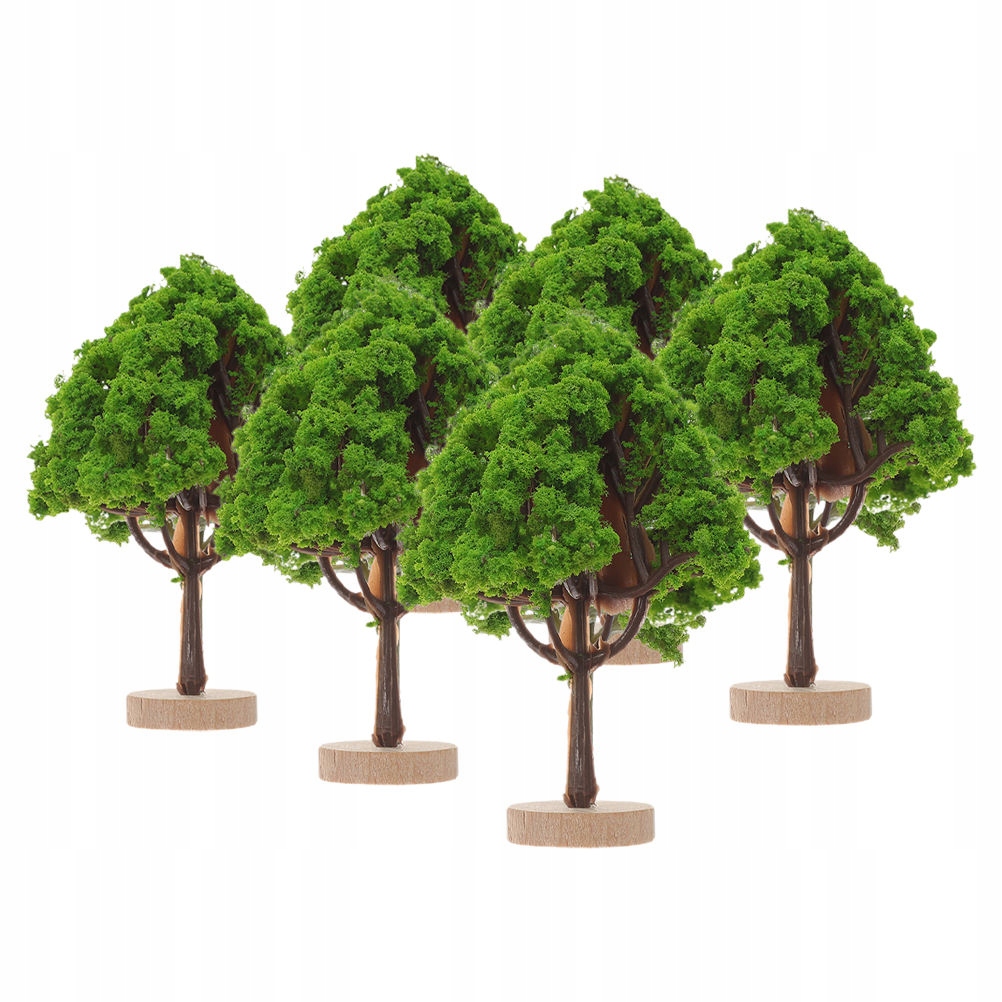6SZT Małe Drzewka Miniaturowe Zielone Dekoracje Do Makiet