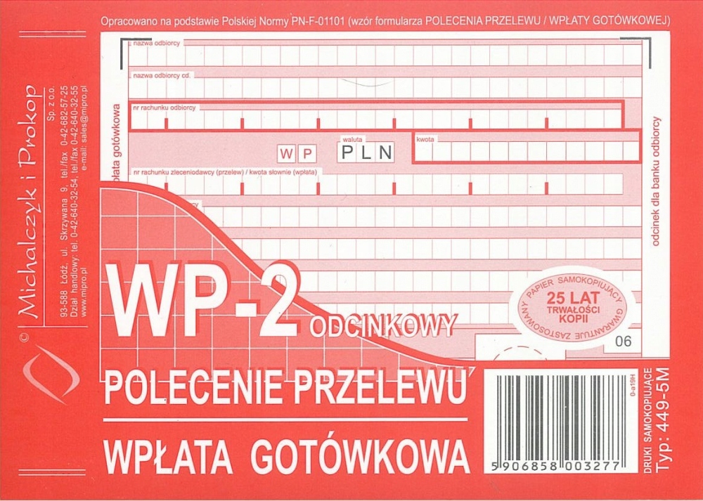 

Druk Polecenie Przelewu WP-2 typ 449-5M format A6