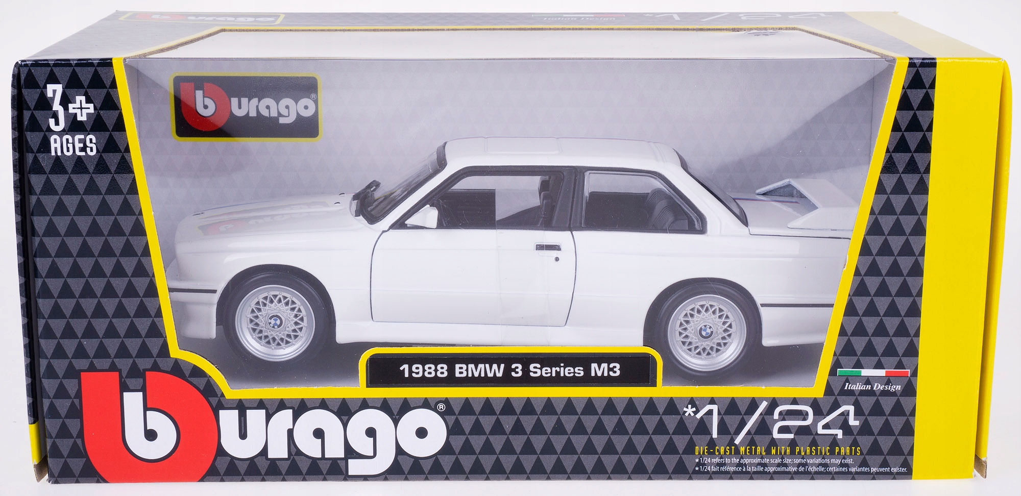 BMW M3 E30 1988 MODEL METAL BBURAGO 1:24 BIAŁY EAN (GTIN) 4893993014309