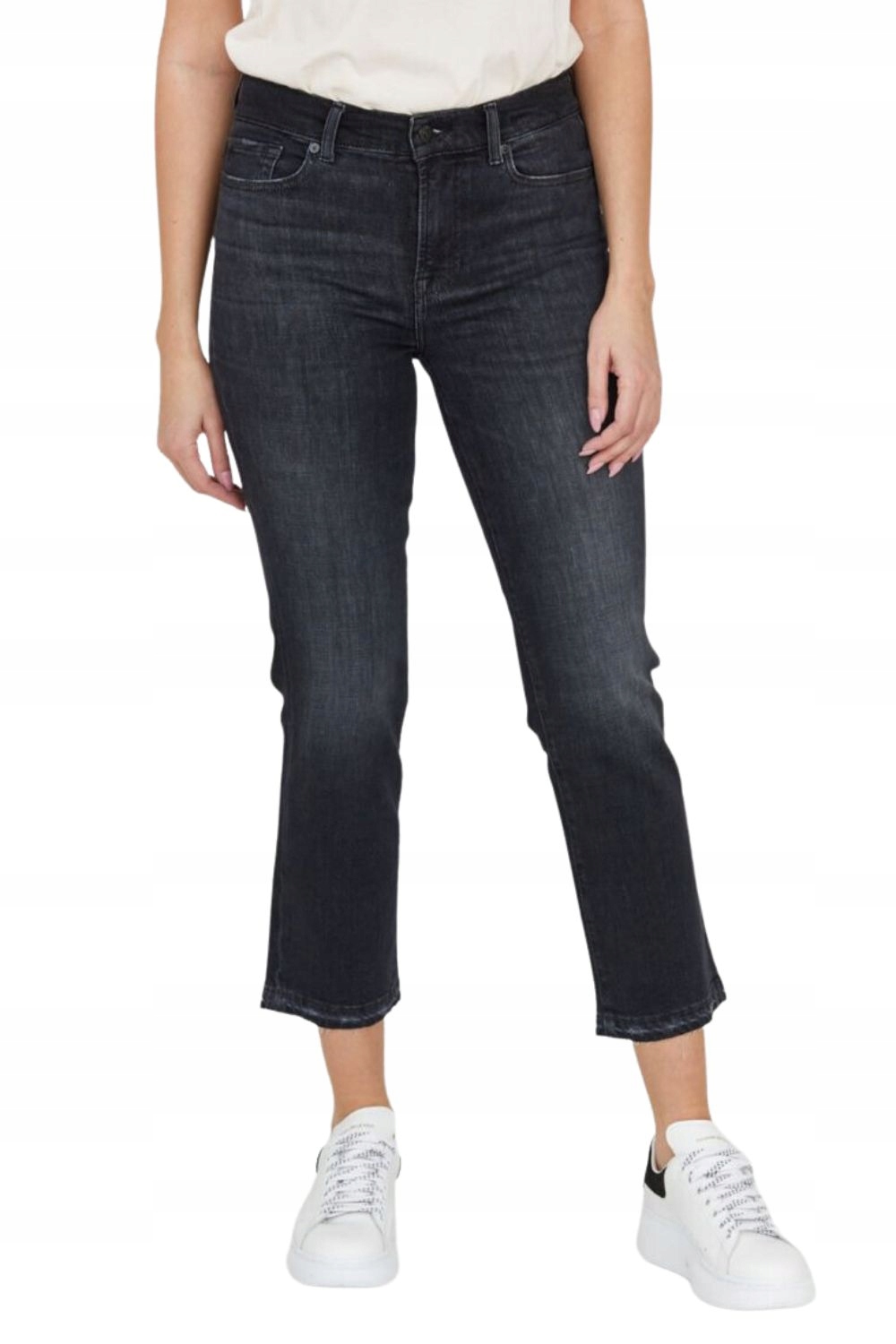 7 For All Mankind Černé dámské džíny The Straight Crop Slim 26
