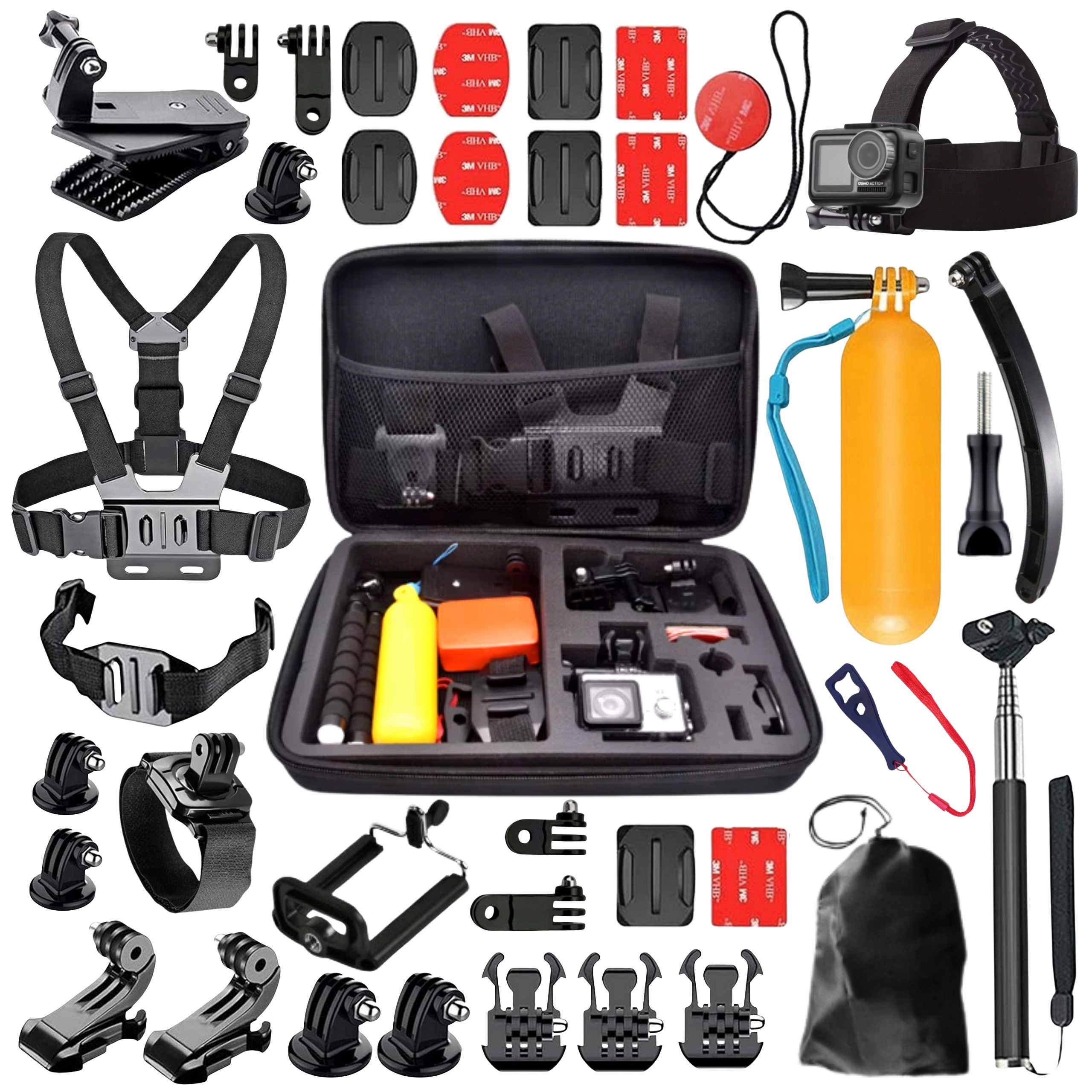 Zestaw XXL Akcesoria Do Kamer Sportowych Mocowanie Szelki Uchwyt Walizka