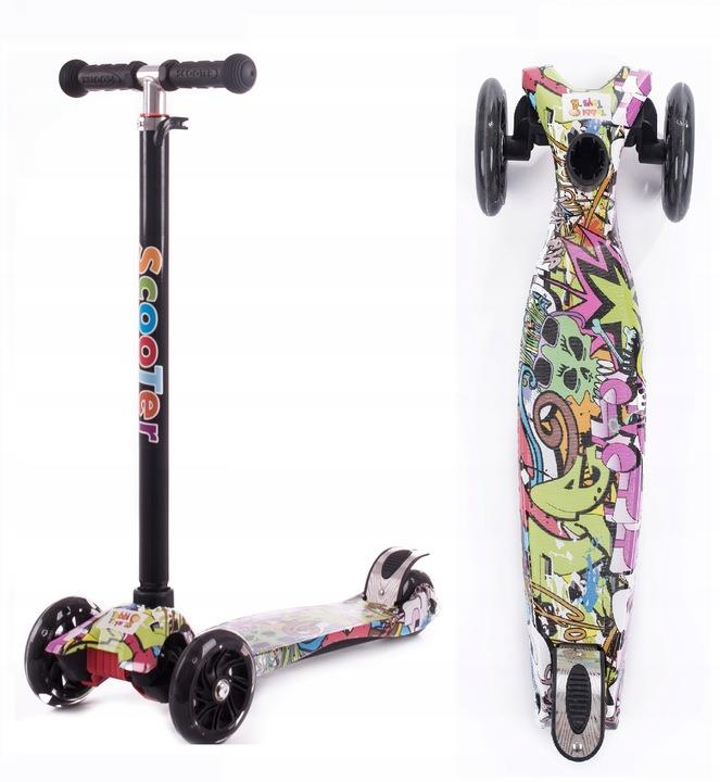 Hulajnoga Trójkołowa Dla Dzieci Tobbi-toys Balansowa Koła Led Graffiti