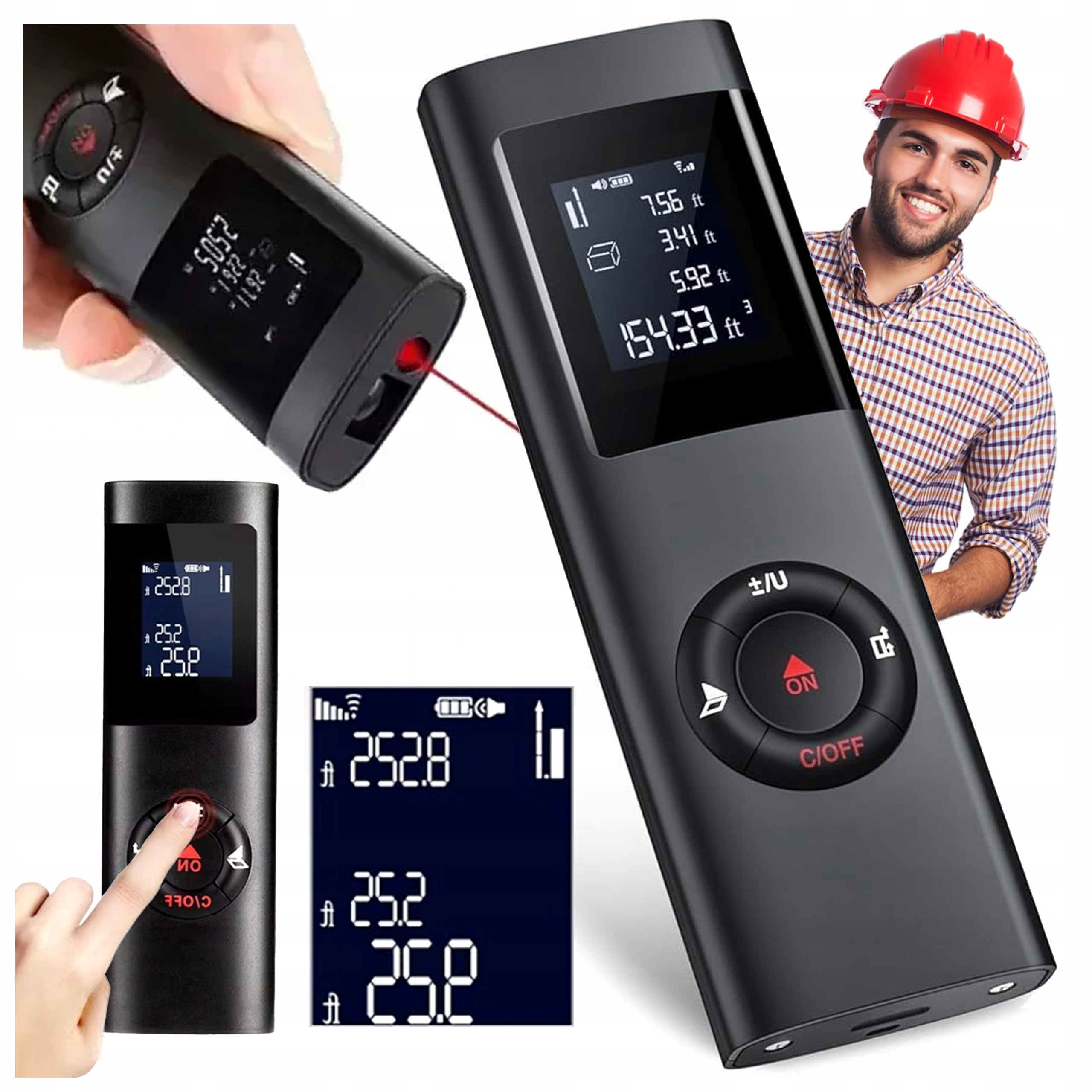 Laserový Dálkoměr Přesný digitální měřič délky do 40 m na Akumulátor