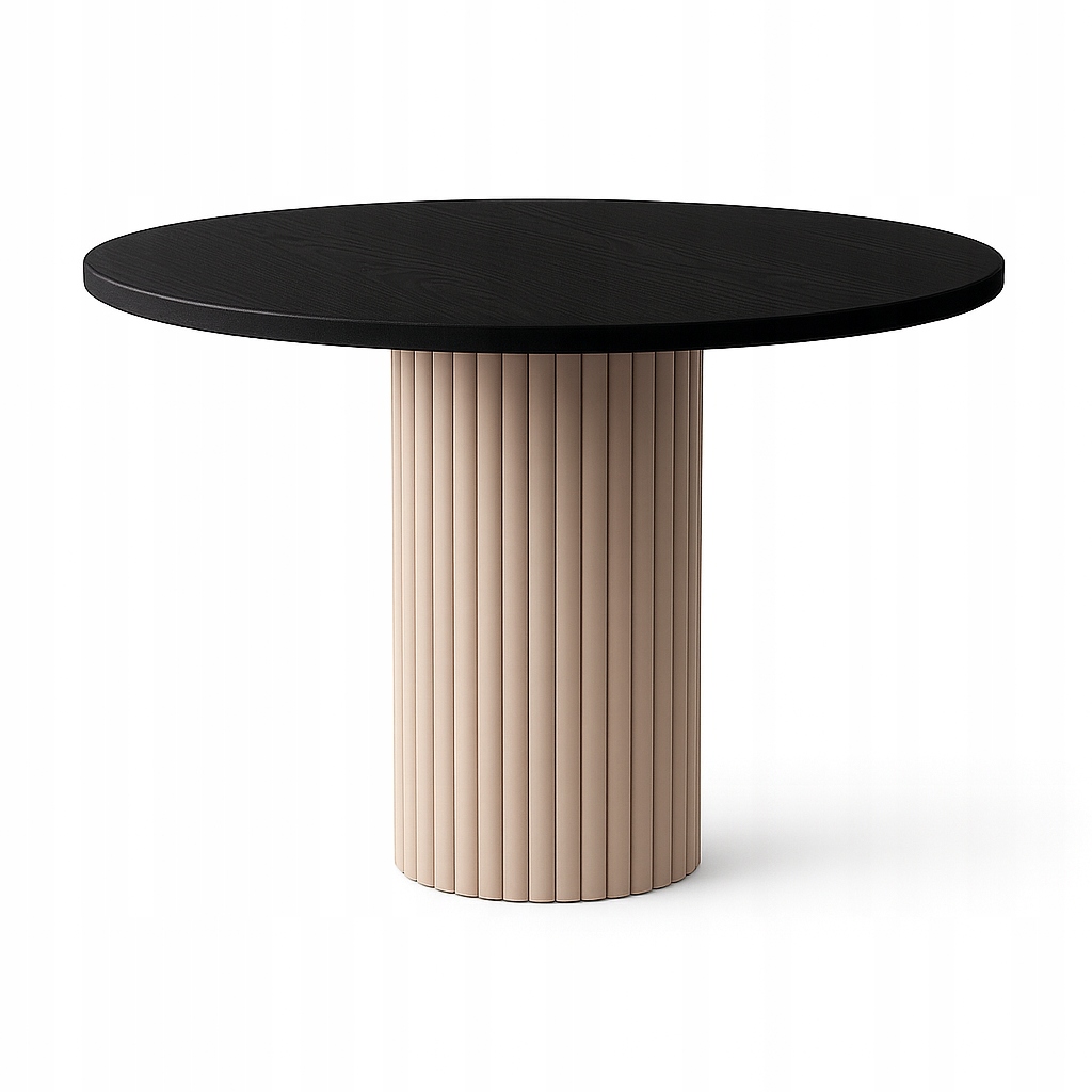 Moderní stůl Loft, stůl do obývacího pokoje Černý 110 cm, stůl s kulatou deskou