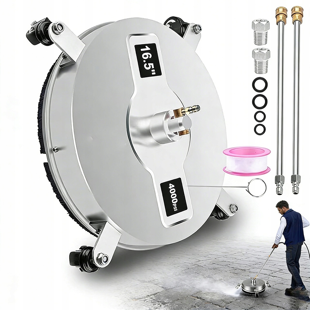 Paving Stone Washing Brush Tlaková Myčka 2 Trysky 4 Kola Ocelová Silná