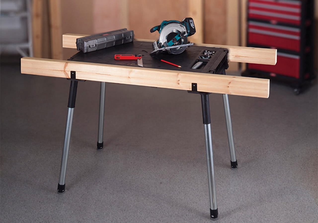 Stół warsztatowy składany Jobmade Waga produktu z opakowaniem jednostkowym 10.95 kg