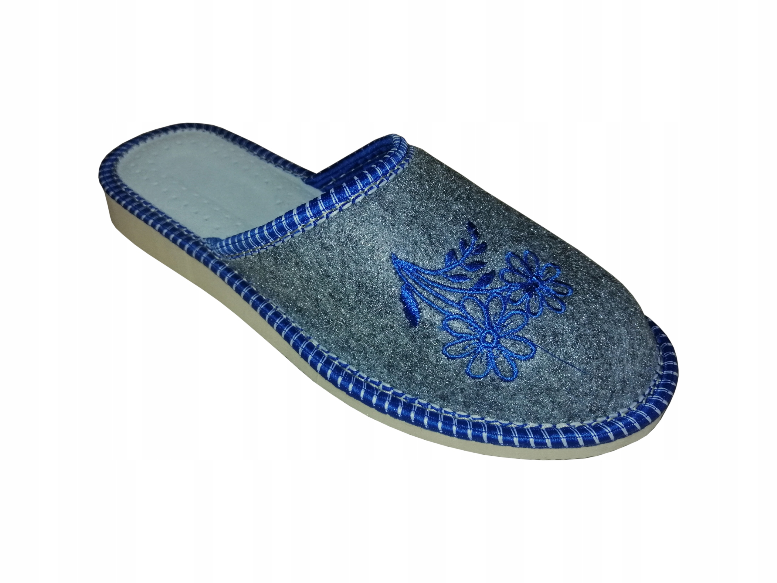 

Kapcie damskie filcowe, kwiatek, skórzane