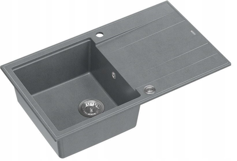 Quadron Evan 111 Zlewozmywak 1-KOMOROWY Szary Stal Syfon Push