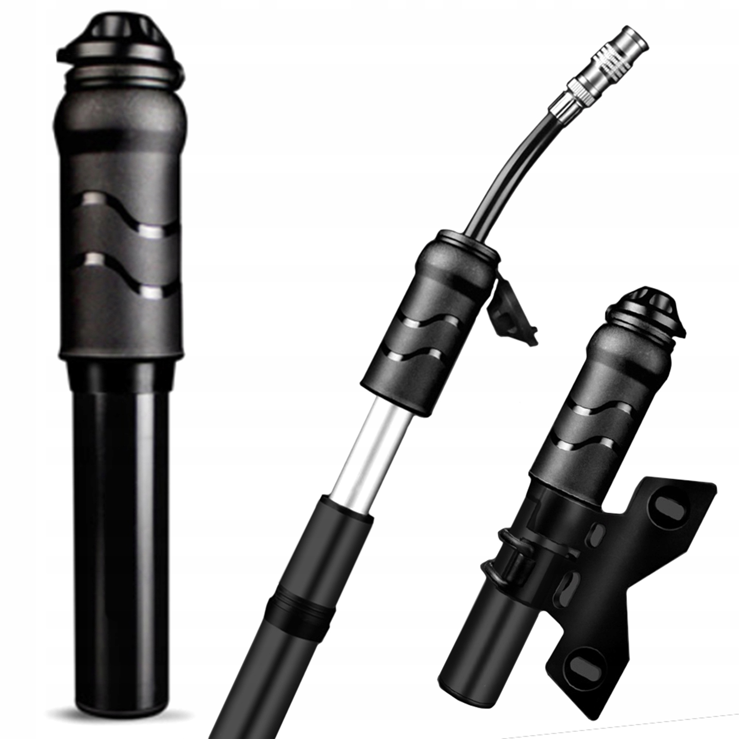 Mini Pompka Rowerowa Ręczna Z Uchwytem Na Ramę Do Pompowania Roweru Adapter
