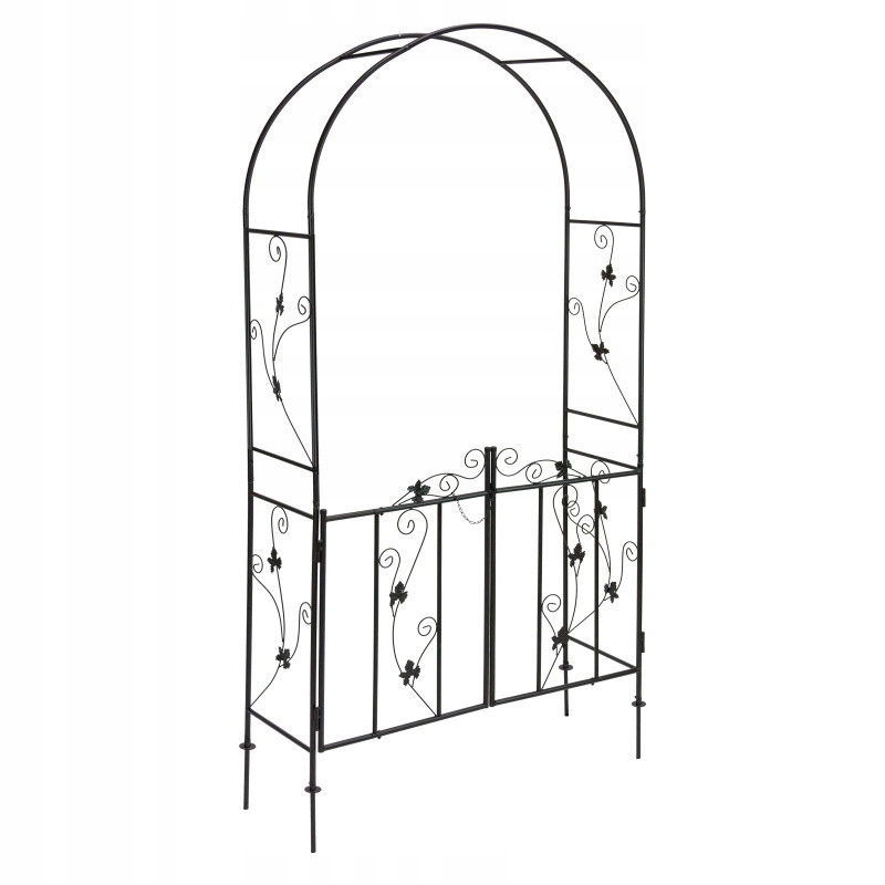Kovová pergola na ruže s dvierkami