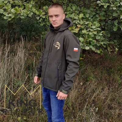 Khaki Softshellová Rybářská Bunda S Výšivkou Kapra XXL