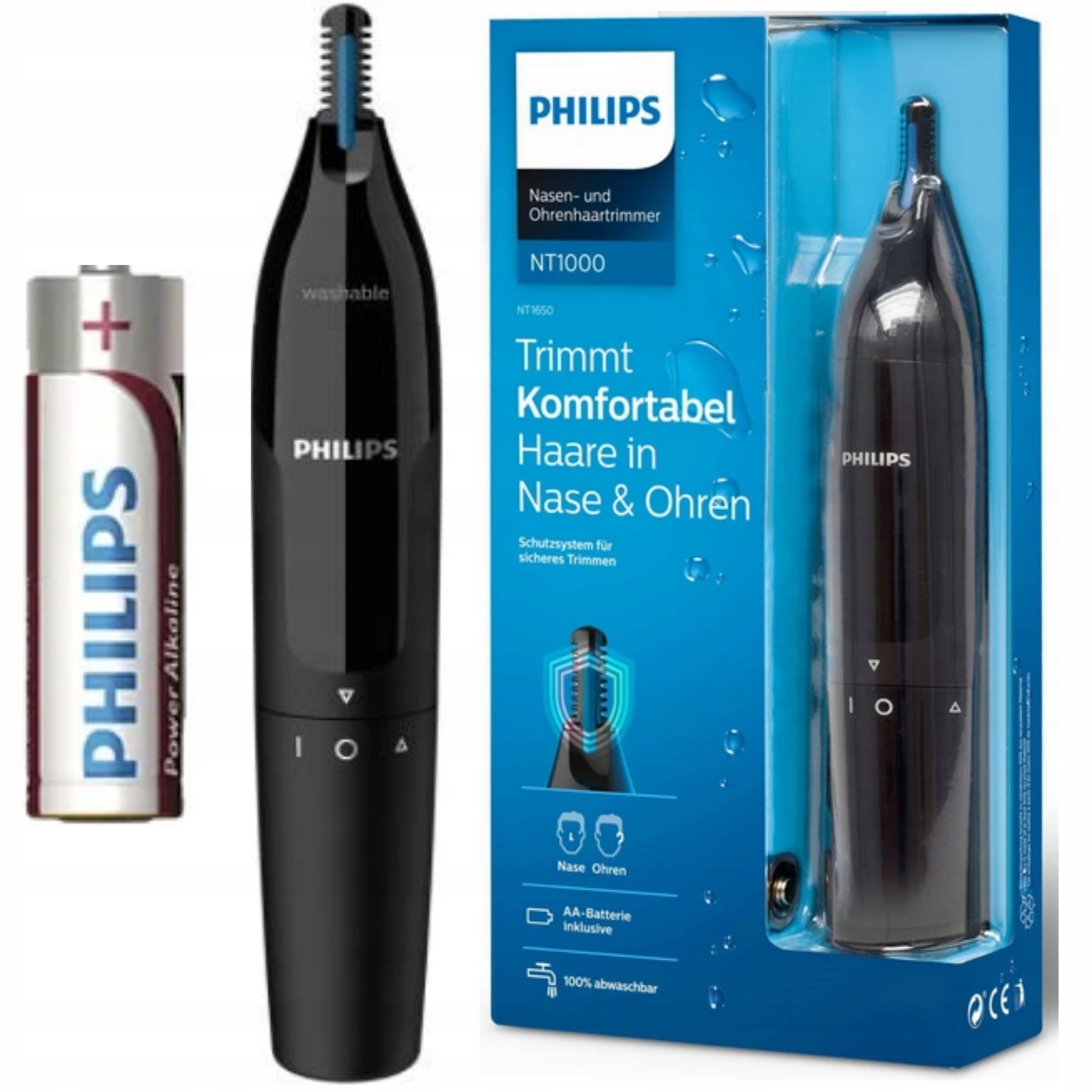 MOCNY TRYMER NOSA USZU BRWI PHILIPS + BATERIA ŁATWE BEZPIECZNE PRZYCINANIE