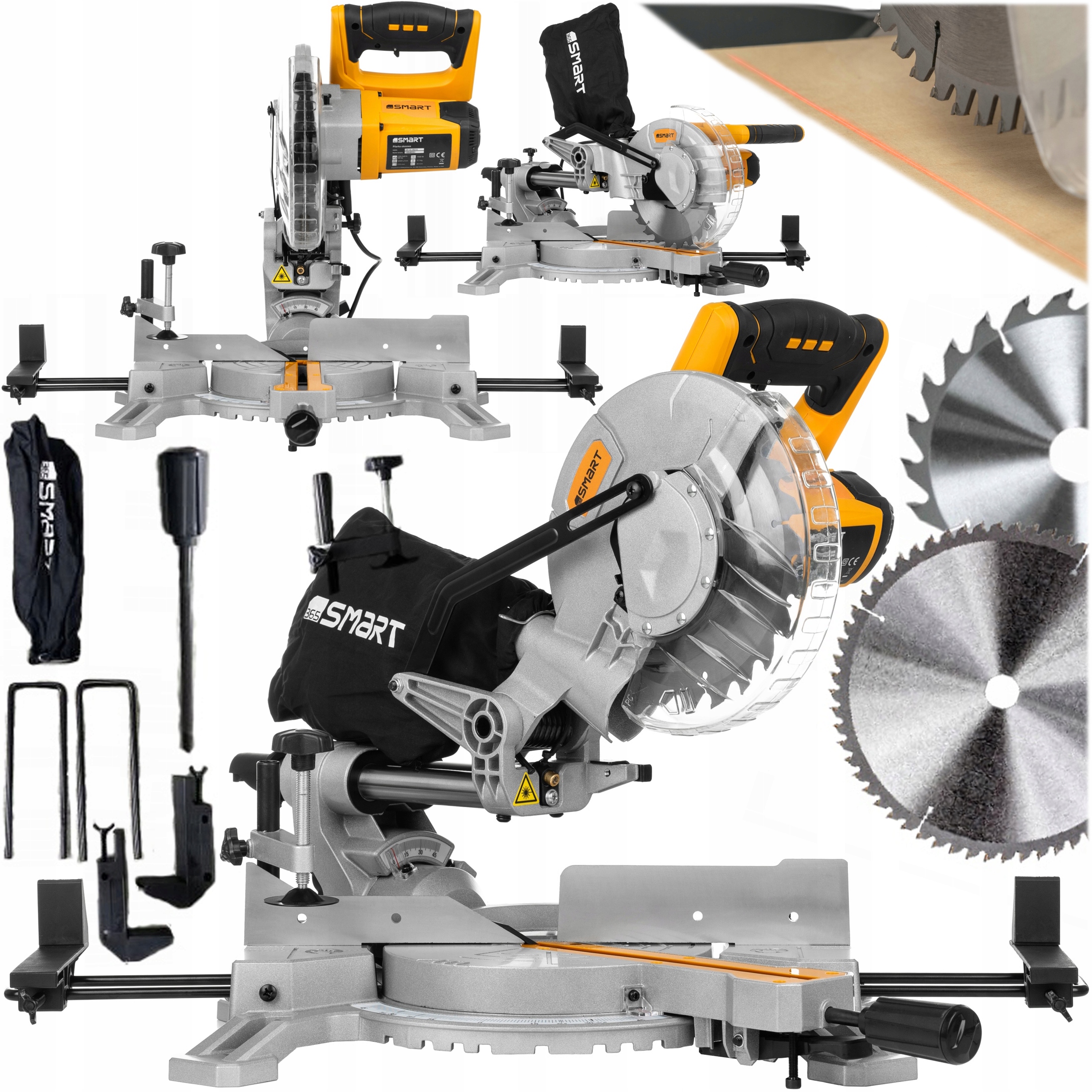 Piła Ukośnica Pilarka Z Posuwem I Laserem 1500W 2x Tarcza 210 mm SMART365