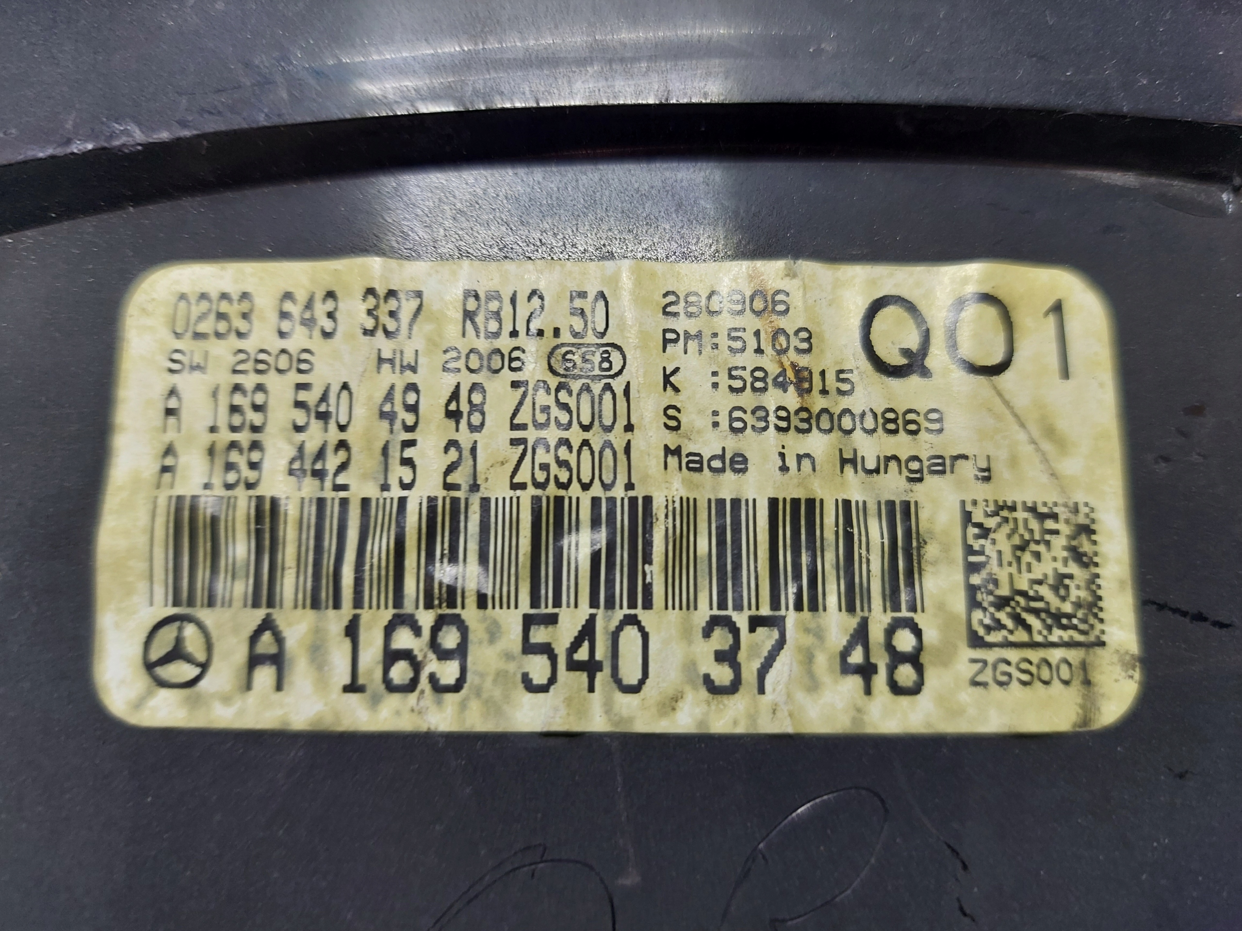 dials clock MERCEDES A KLASA W169 CDI A1695403748