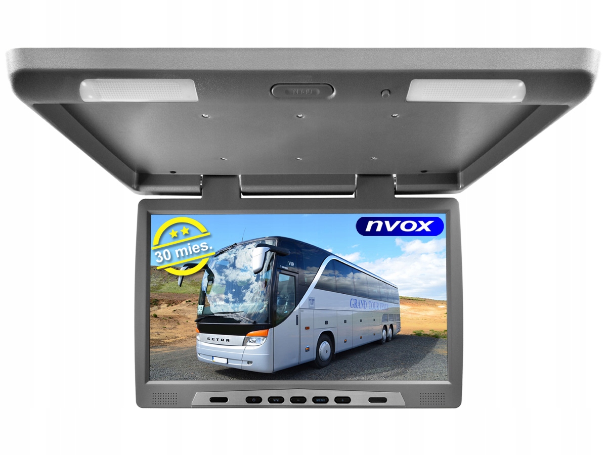 MONITOR DO SAMOCHODU PODWIESZANY 19" cali 12V USB podsufitowy szary Gwar30m