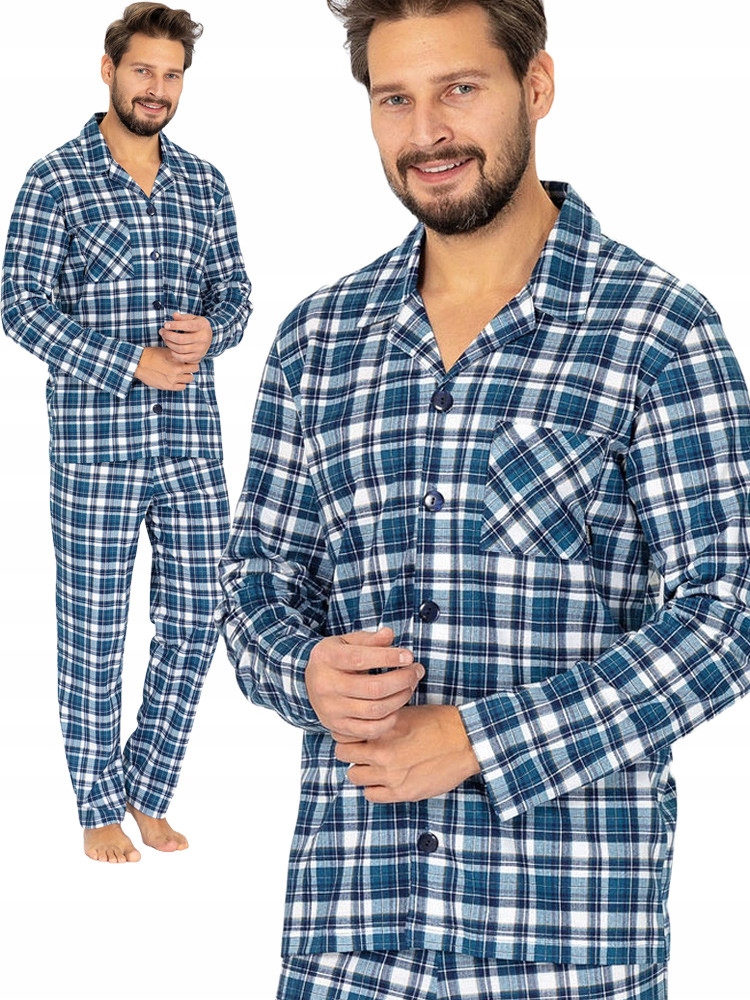 Evan klasické rozepínací pánské kostkované pyžamo XXL