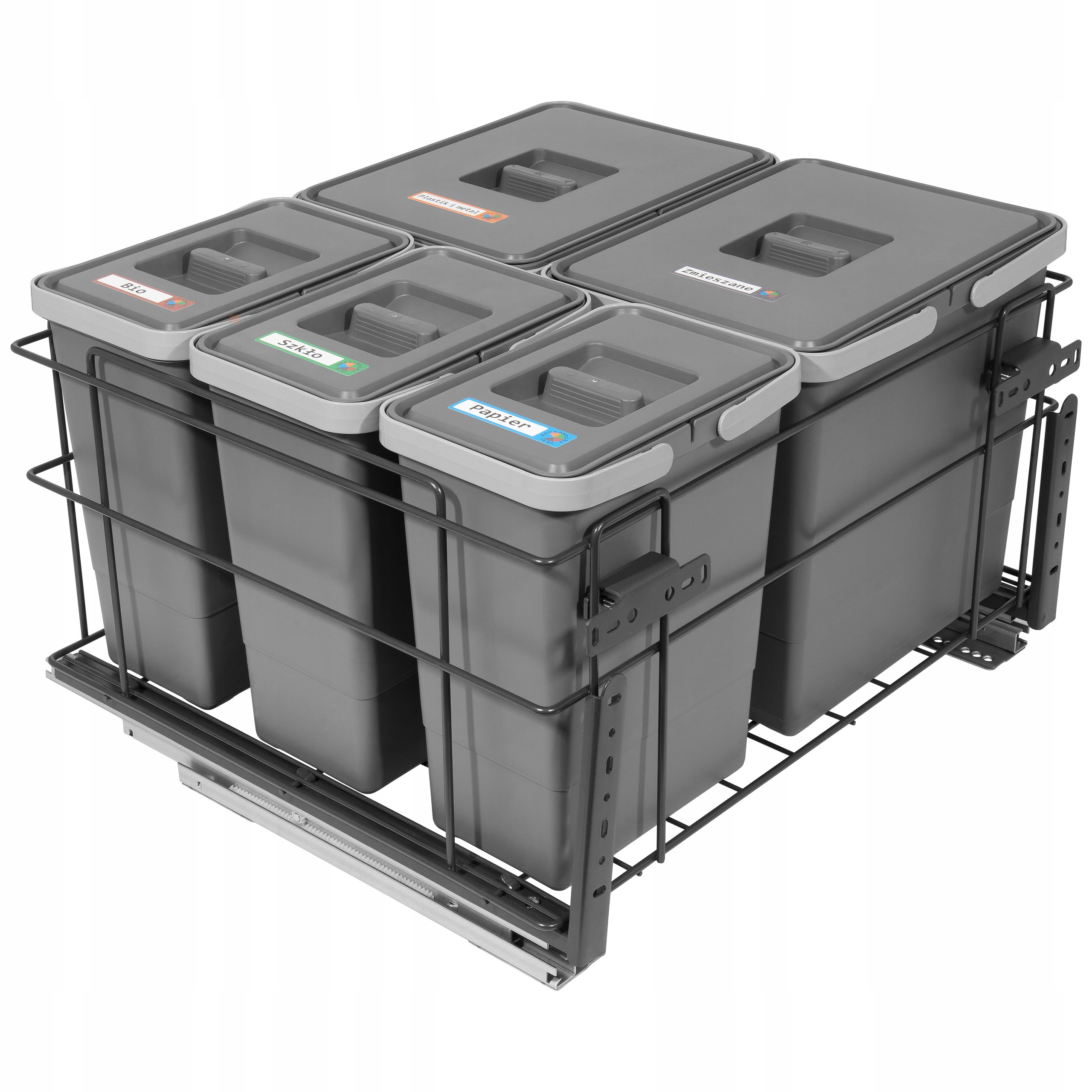 Sortownik na śmieci Square 2x18L+3x8L do szafki 60