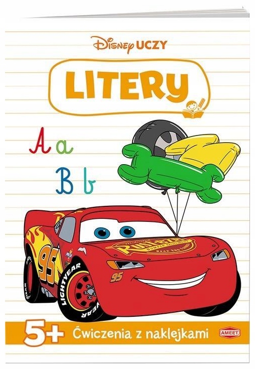 Litery. Disney Uczy. Auta. Ćwiczenia z naklejkami