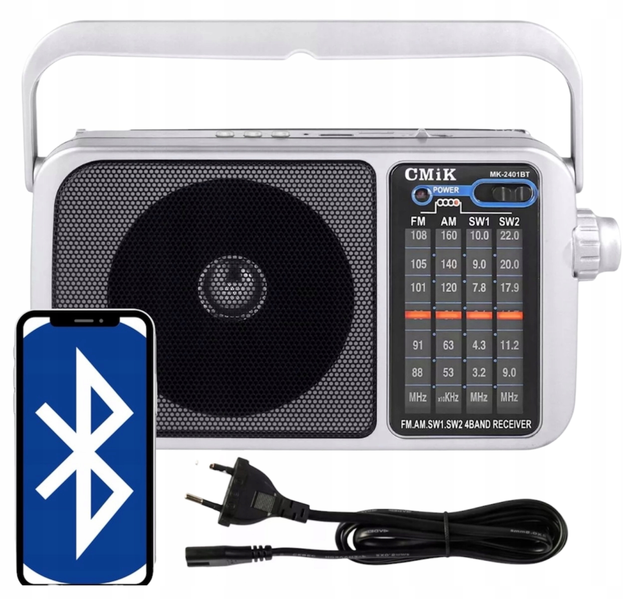 Přenosné Kuchyňské Rádio Na Baterii Bluetooth Usb Tf MP3 FM/AM/SW1/SW2