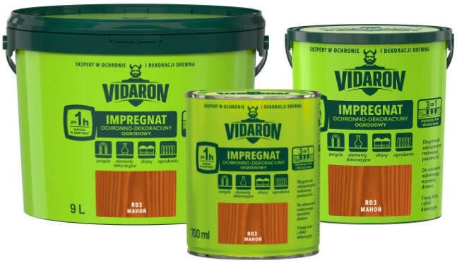VIDARON IMPREGNAT OGRODOWY 4,5L R04 ZŁOTY DĄB Opakowanie wiadro
