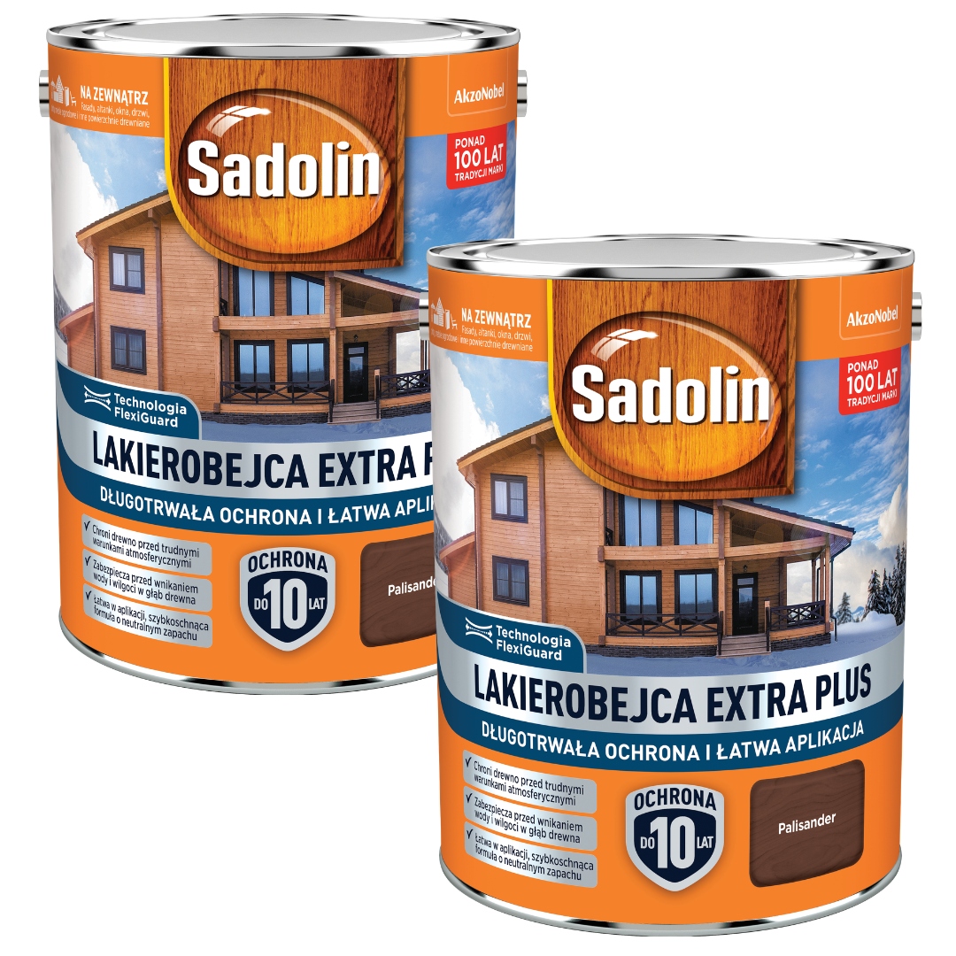 Set Sadolin Extra Plus 2x4,5L Vodní Lakobejca Na Dřevo Palisander 9L