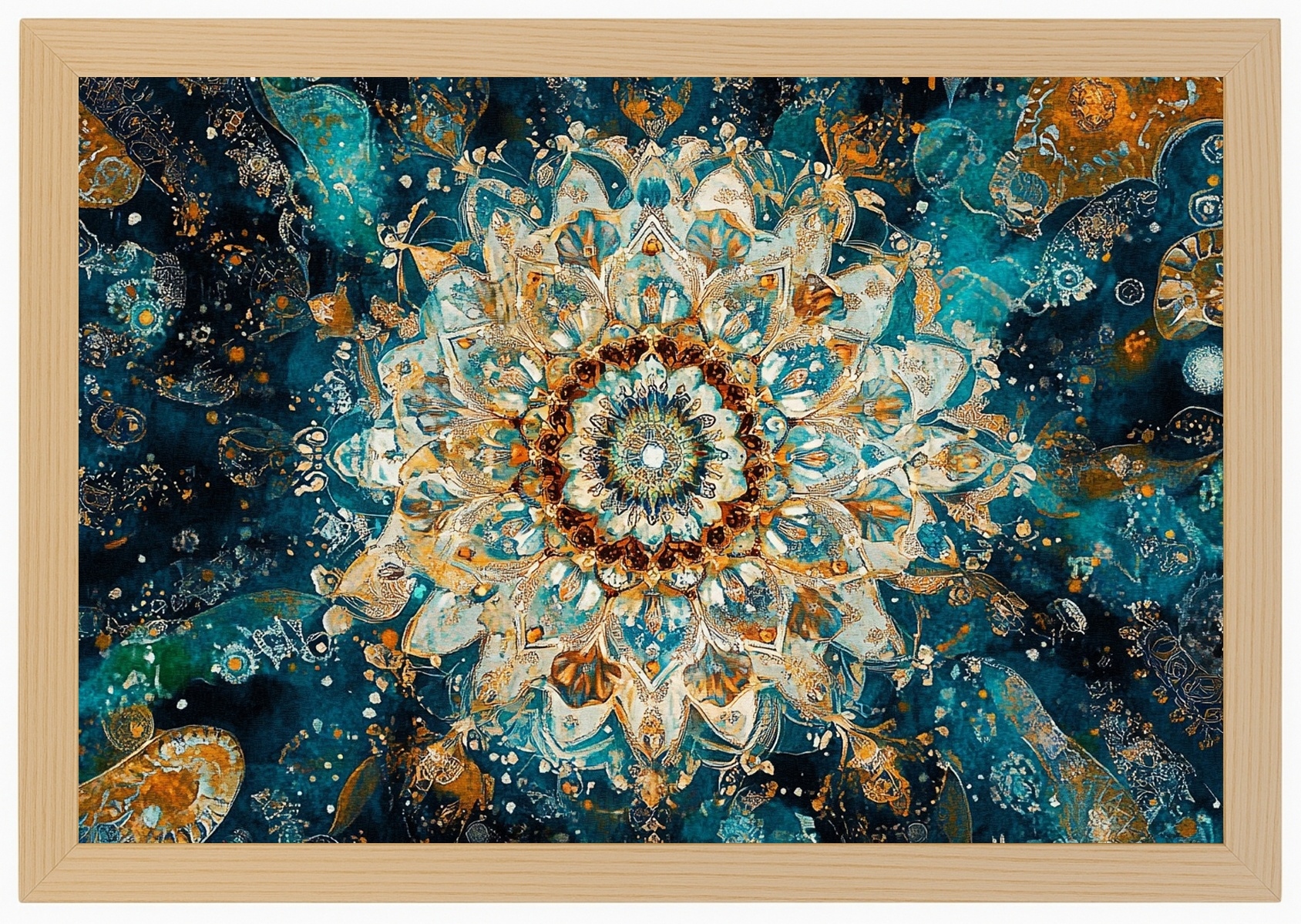 Plakát Rámeček Dřevěnou Grafikou Mandala Harmonie Meditace Zen Boho 60x40