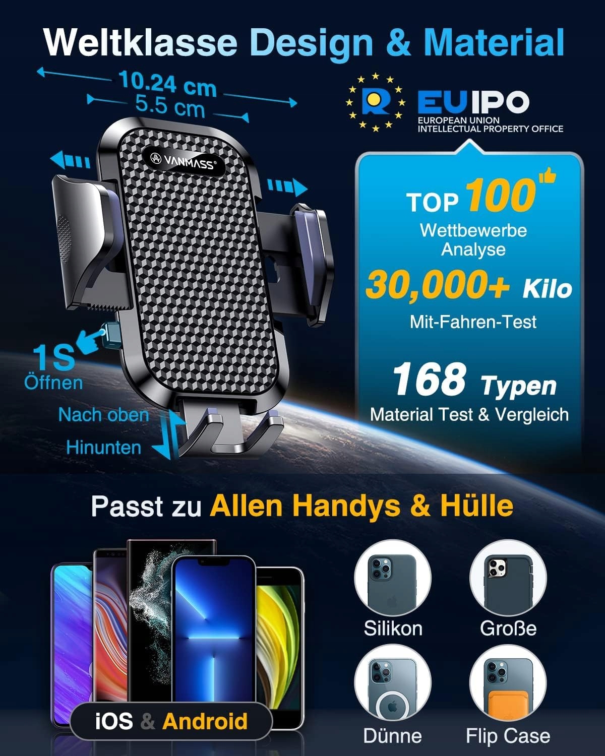 VANMASS Uchwyt Samochodowy 360° Do iPhone 16 Pro Max S24 — miniatura 8
