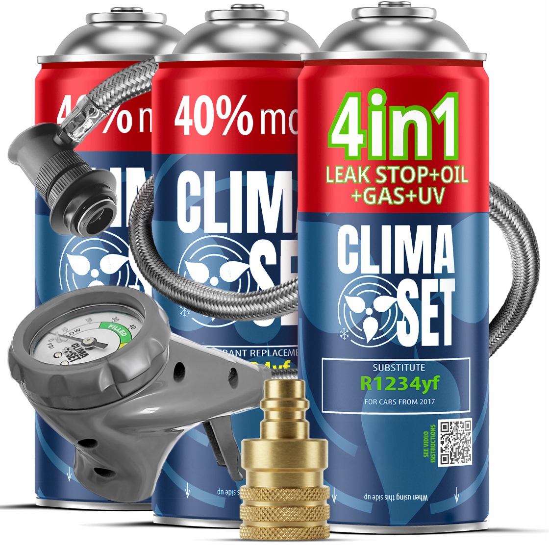 Clima Set 4v1 R1234yf 2x G-R1234YF-CS-XL Vypúšťací kábel adaptér Yf