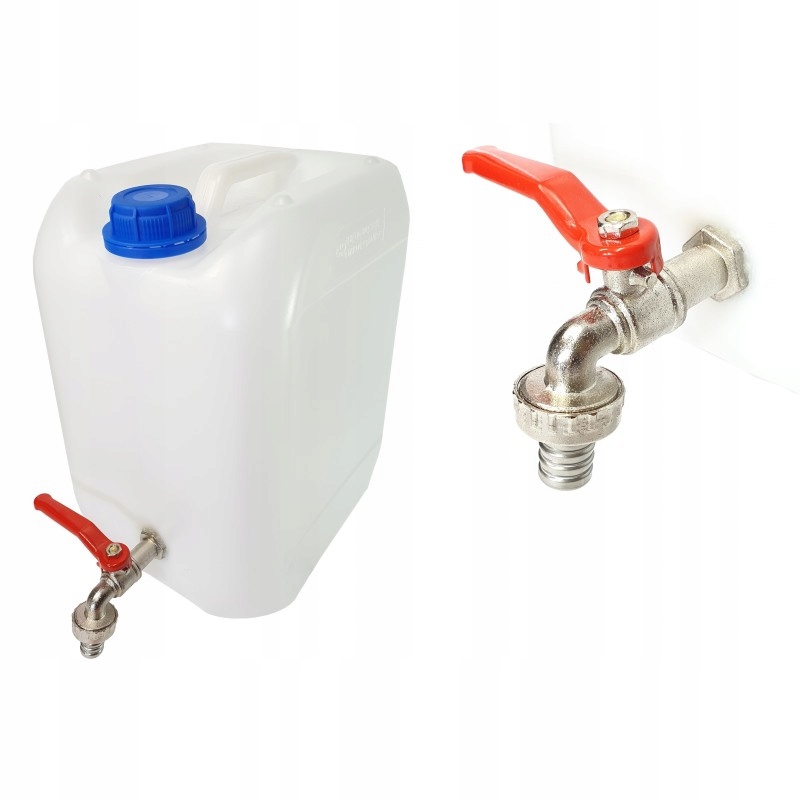 KANISTER POJEMNIK 10L Z KRANIKIEM NA WĄŻ, BANIAK NA WODĘ PŁYNY KRAN