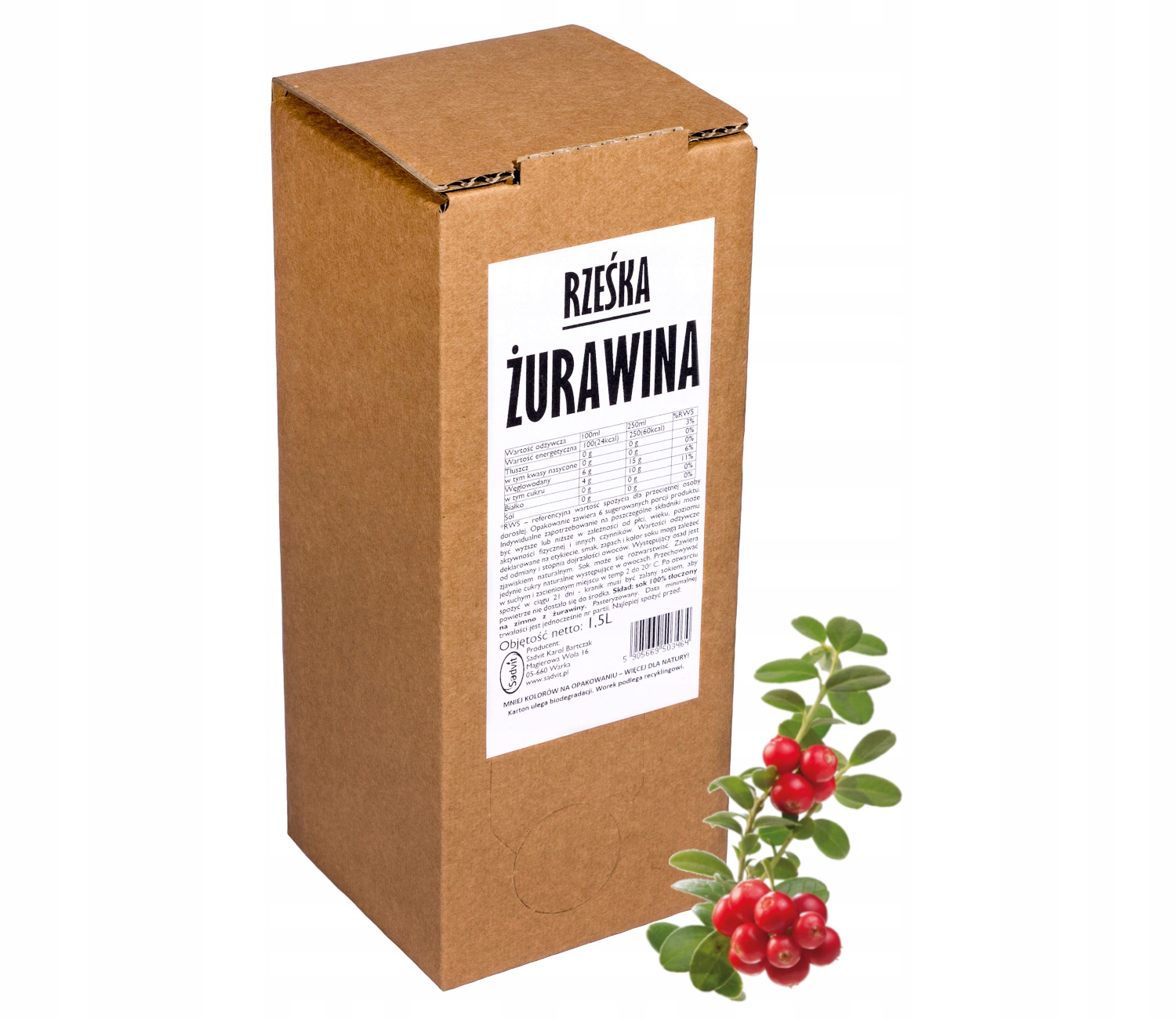 Levně Brusinkový džus 100% přírodní 1,5 l