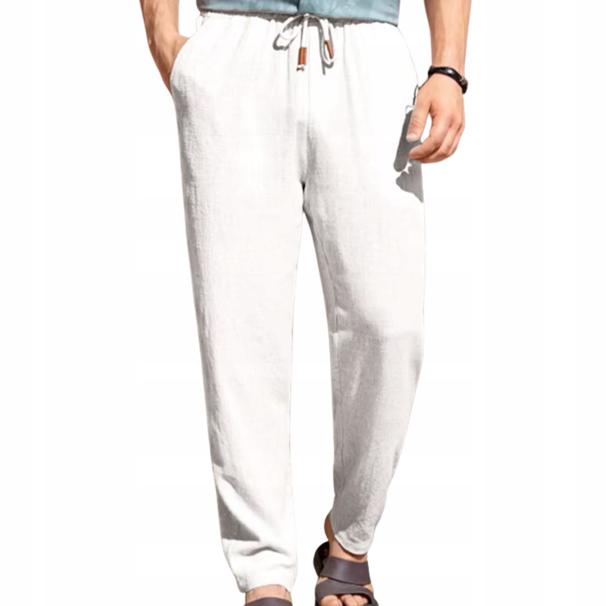 Spodnie męskie letnie bawełniane oddychające luźne regular wakacyjne