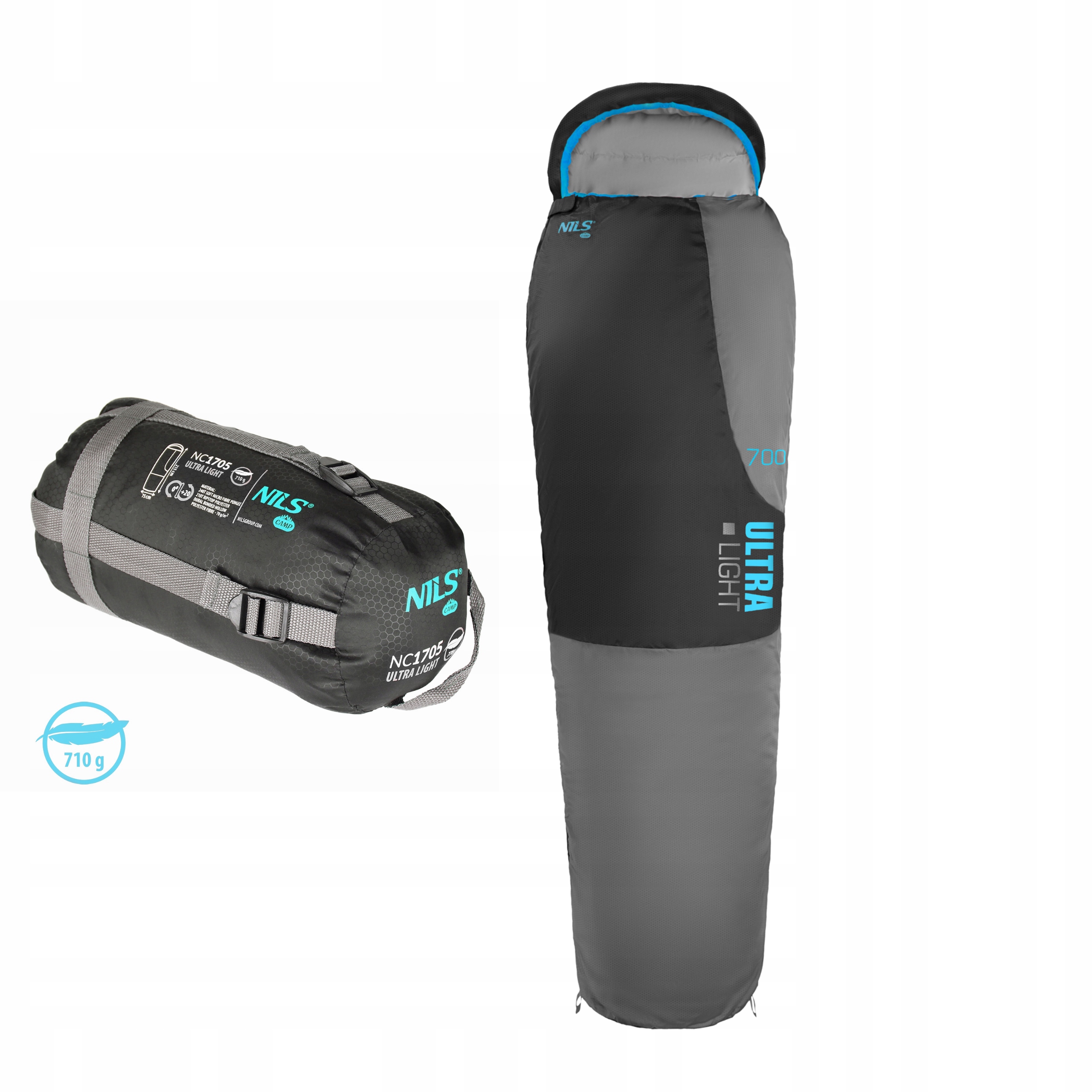 Śpiwór Letni Turystyczny Mały Do Plecaka 710g Nils Camp