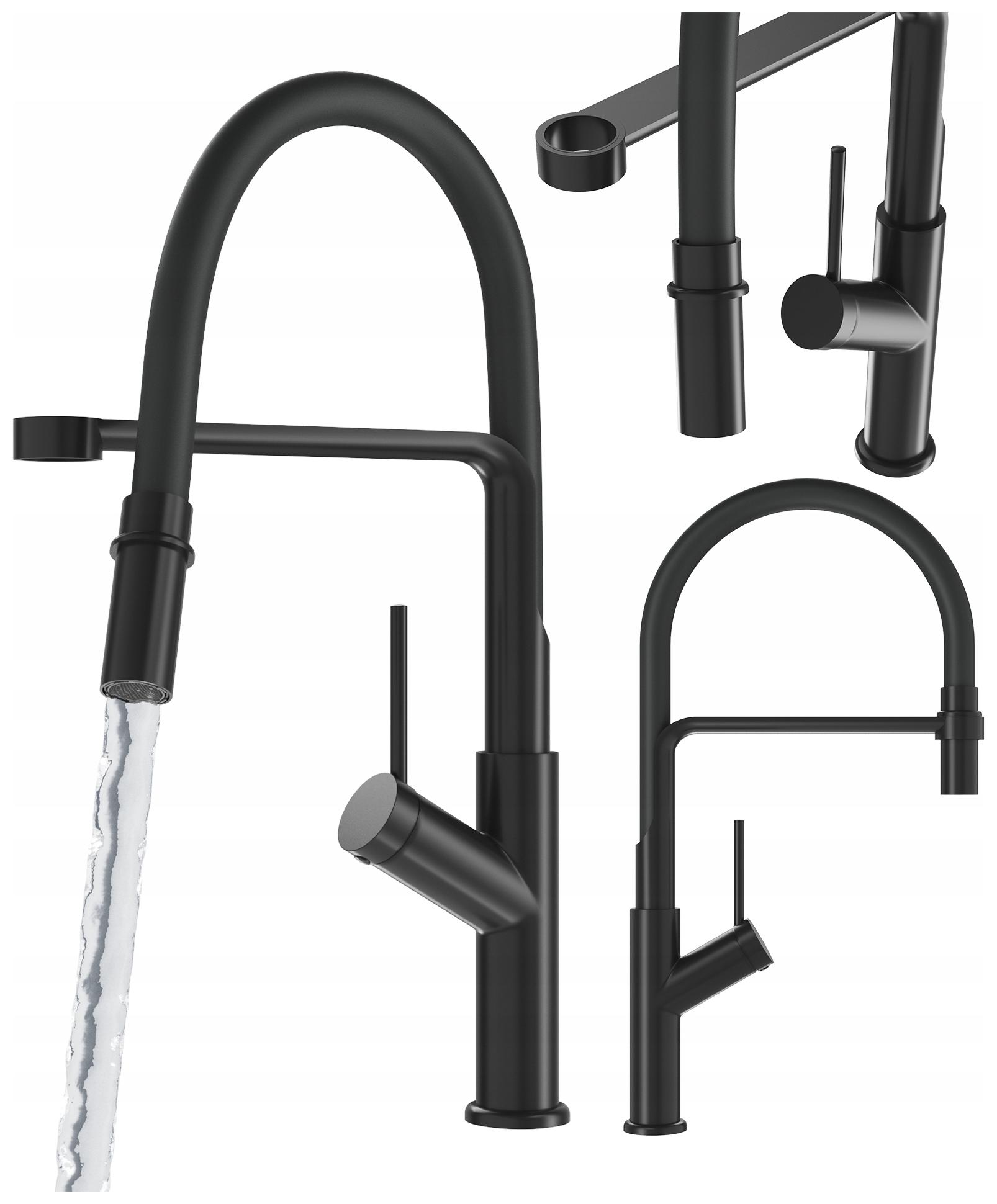 Kuchynská Batéria S Flexibilným Ramenom Čierna Vodovodná Batéria Pre Drez Vasto