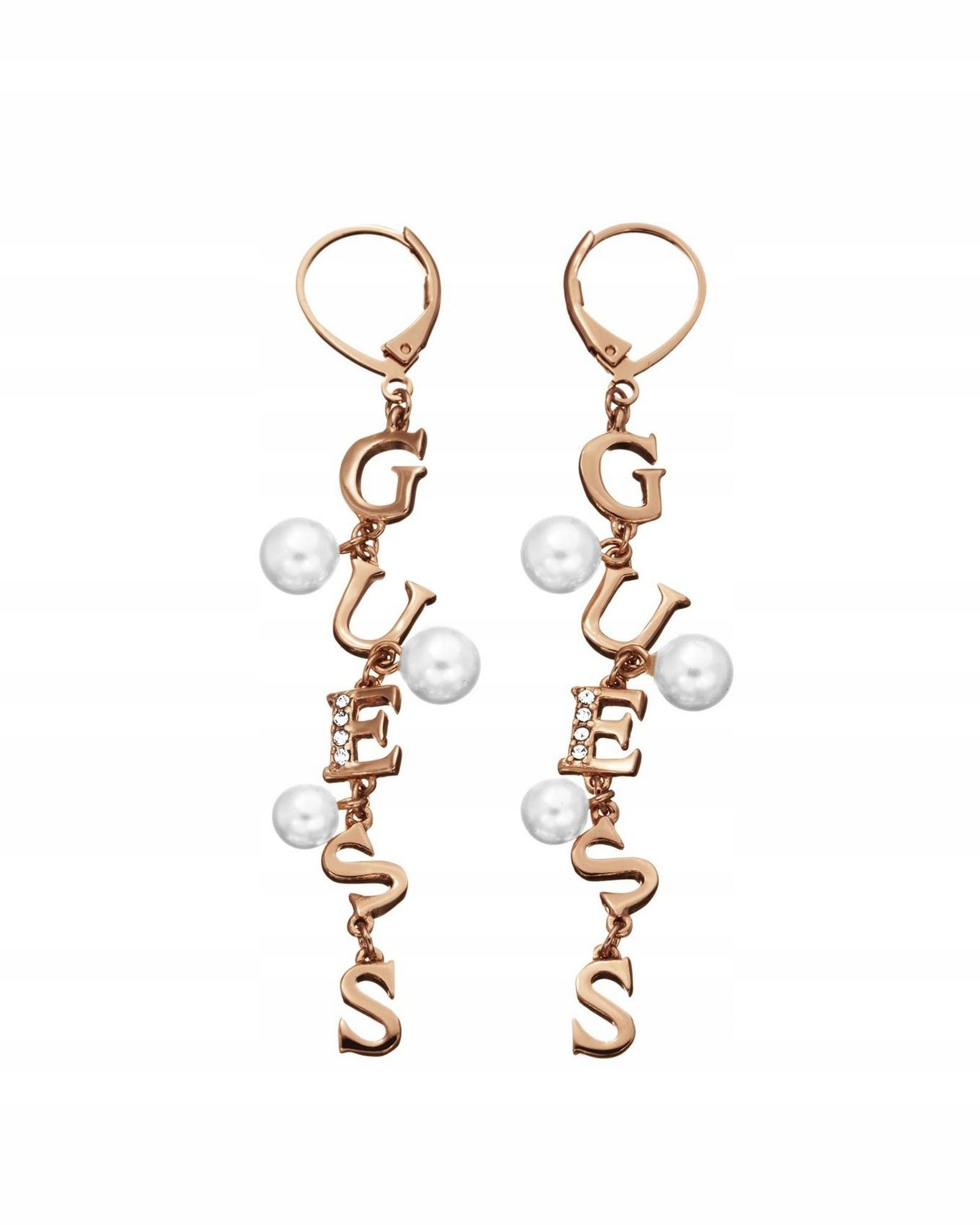 Kolczyki damskie różowe złoto Guess swarovski