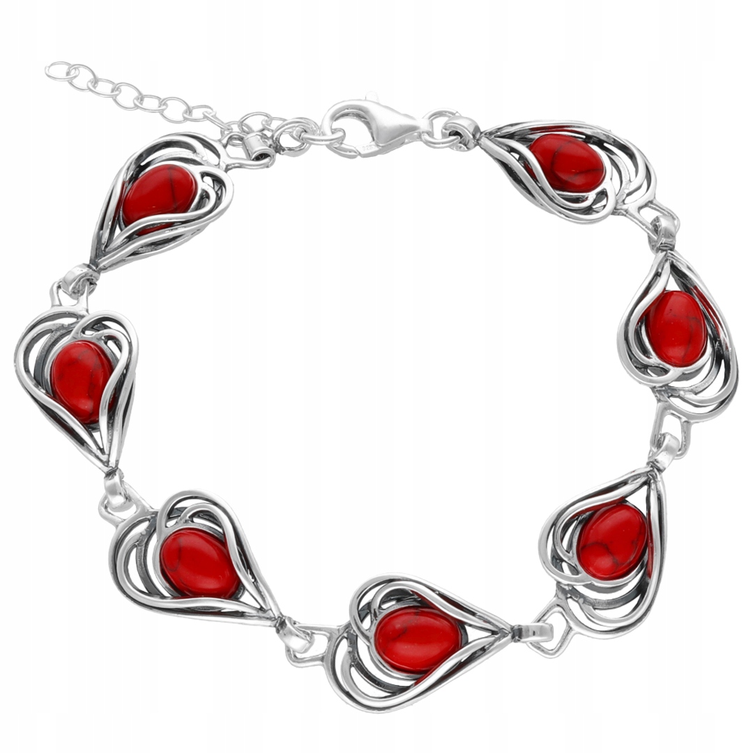 Stříbrný náramek s korálem elegantní šperk stříbro 925 dárek