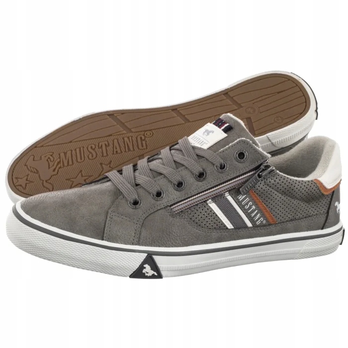 Pánské polobotky s zipem Mustang 26M0191003 Šedé